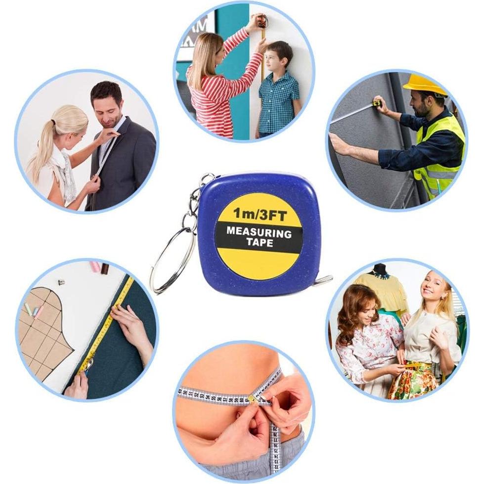 Llaveros Cinta Métrica PROLOSO 1m Retráctil Paquete 20 Unidades