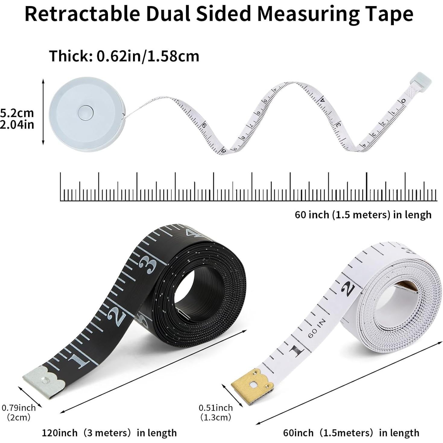 Paquete 6 Cintas Métricas Axiaxoq 120cm y 60cm Doble Cara