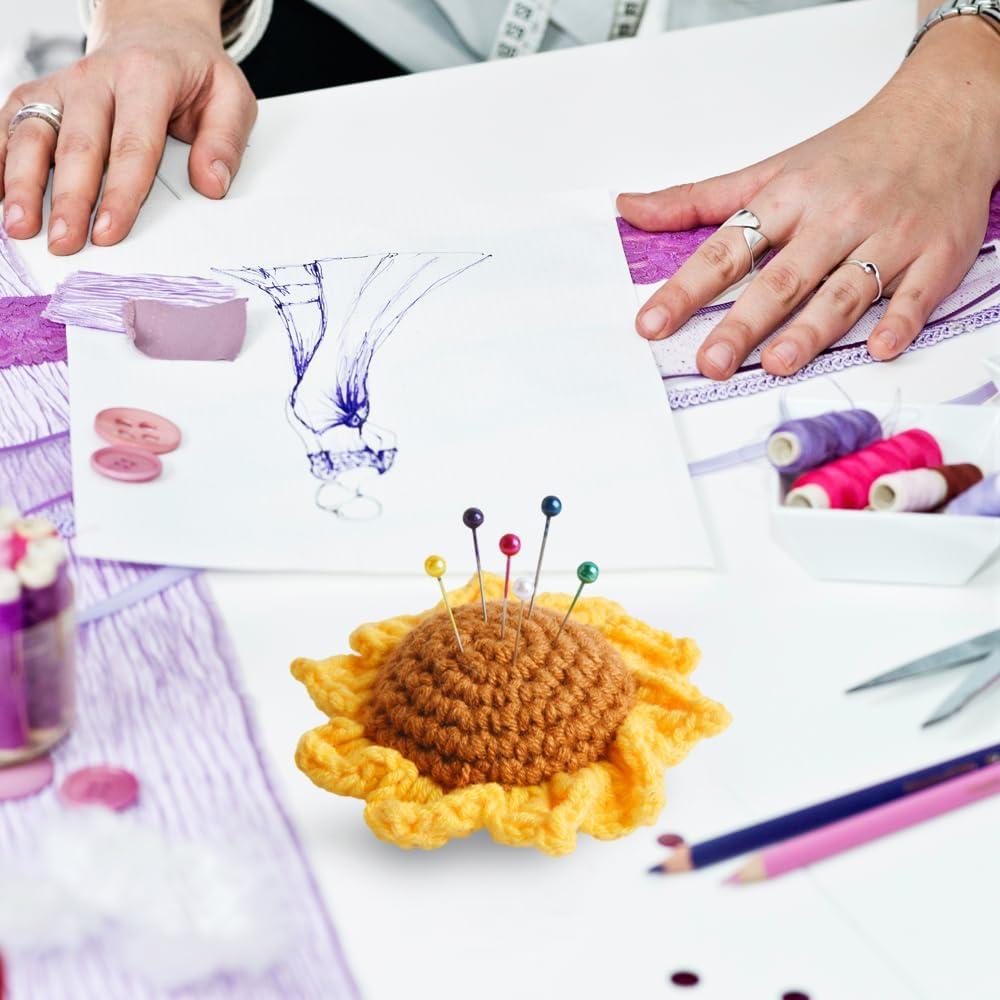 Almohadilla de Alfileres Girasol Wanshui 9x9 cm Tejida a Mano