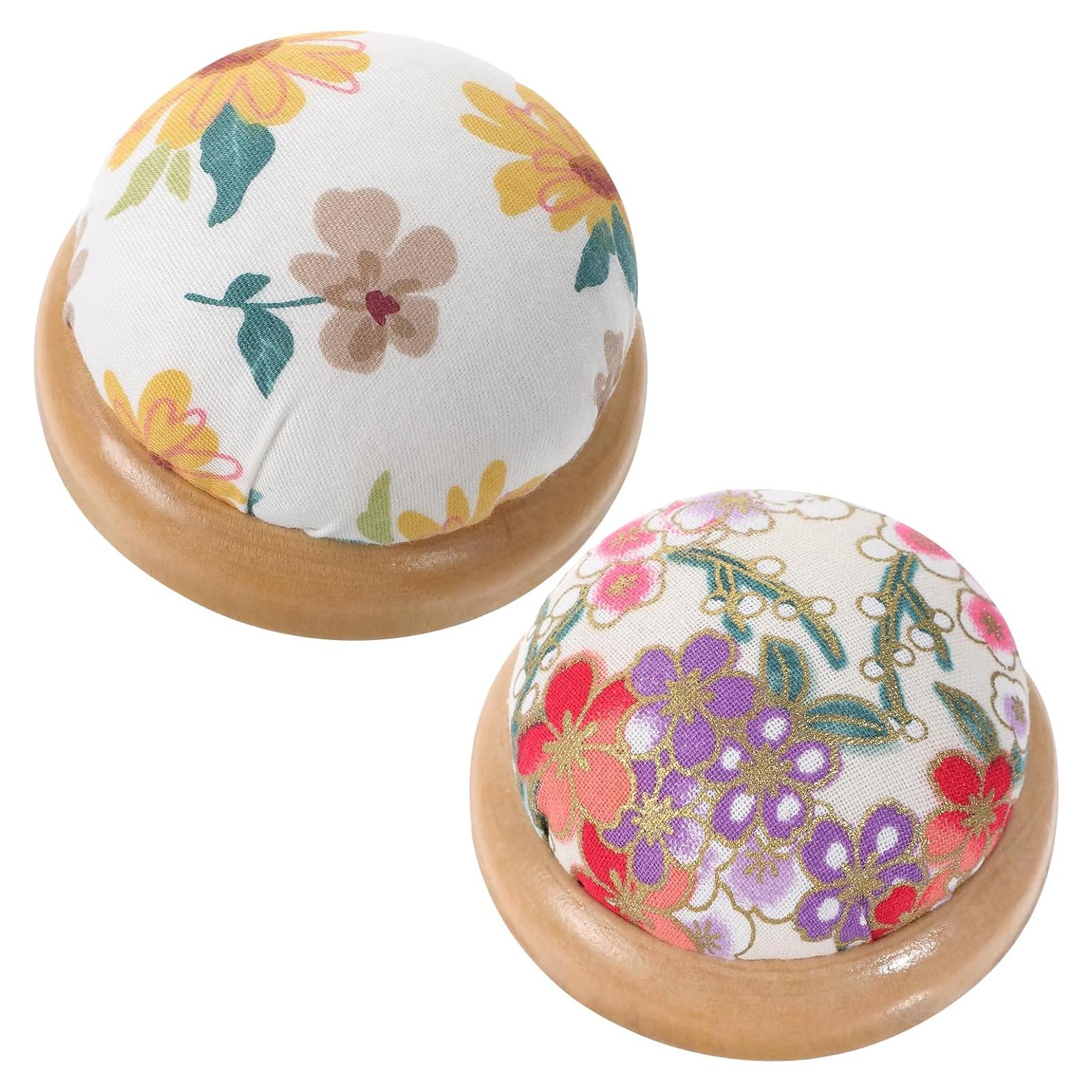2 Almohadillas Redondas de Agujas con Base de Madera CIATBYYJ