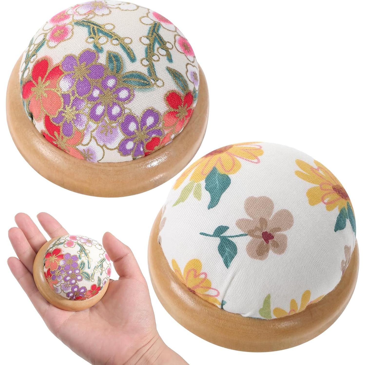 2 Almohadillas Redondas de Agujas con Base de Madera CIATBYYJ
