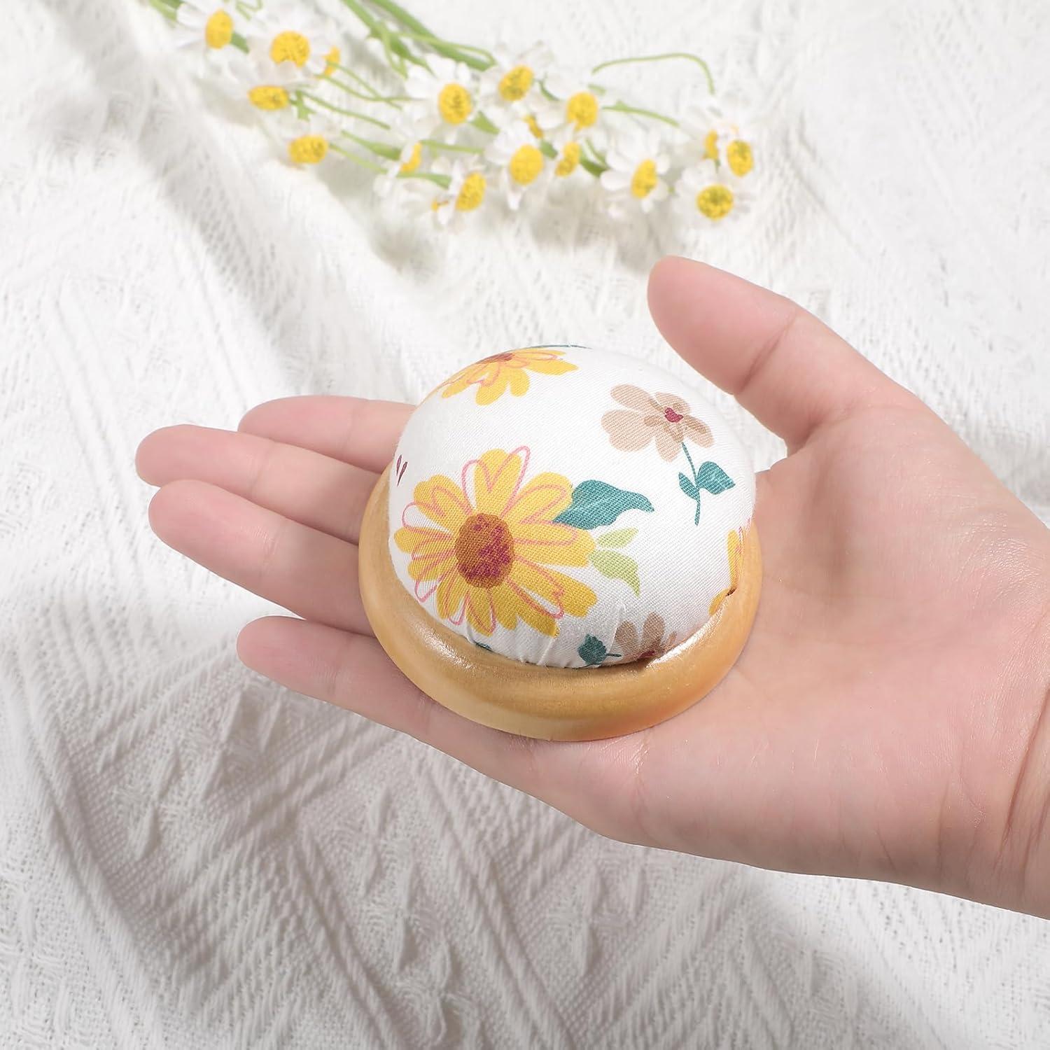 2 Almohadillas Redondas de Agujas con Base de Madera CIATBYYJ