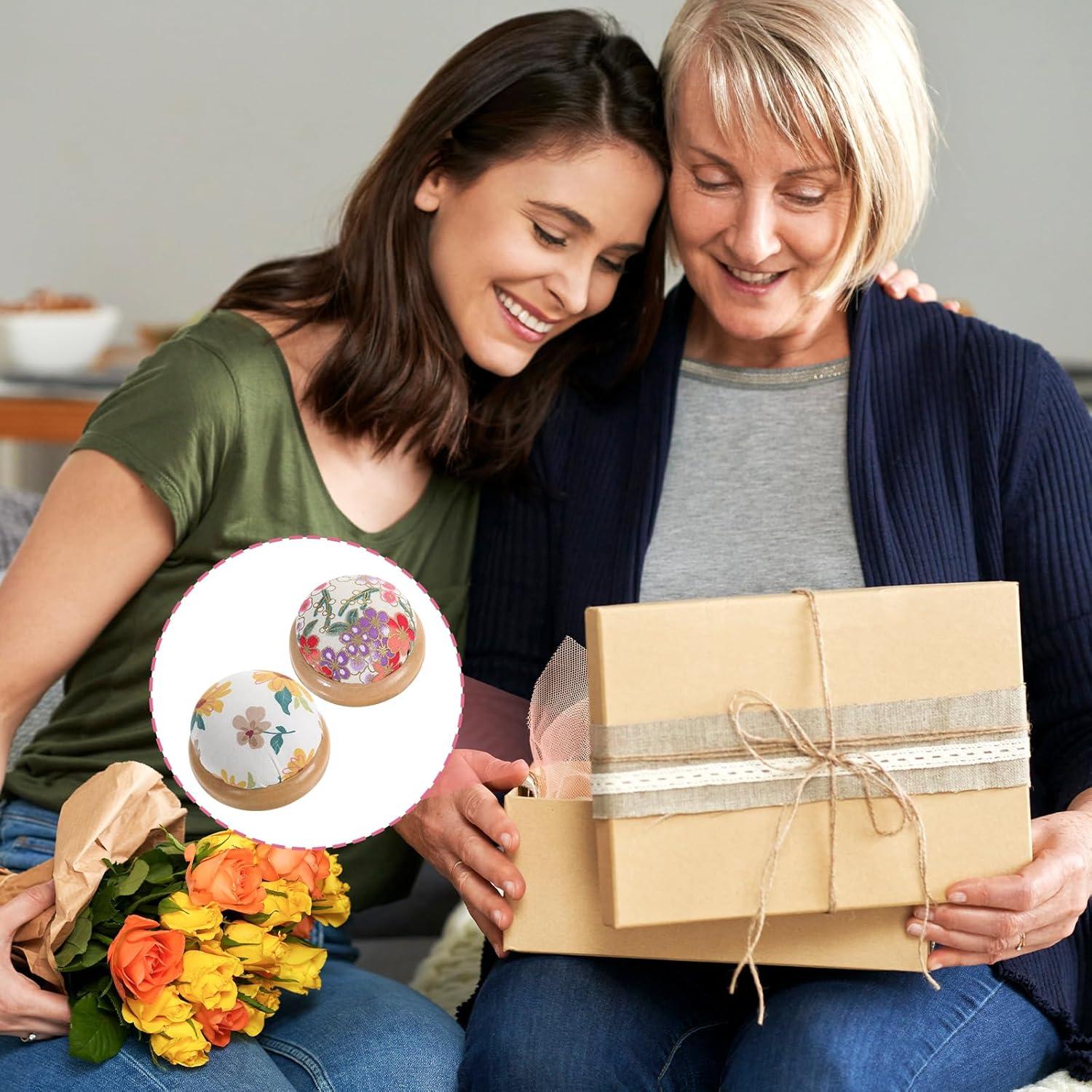 2 Almohadillas Redondas de Agujas con Base de Madera CIATBYYJ