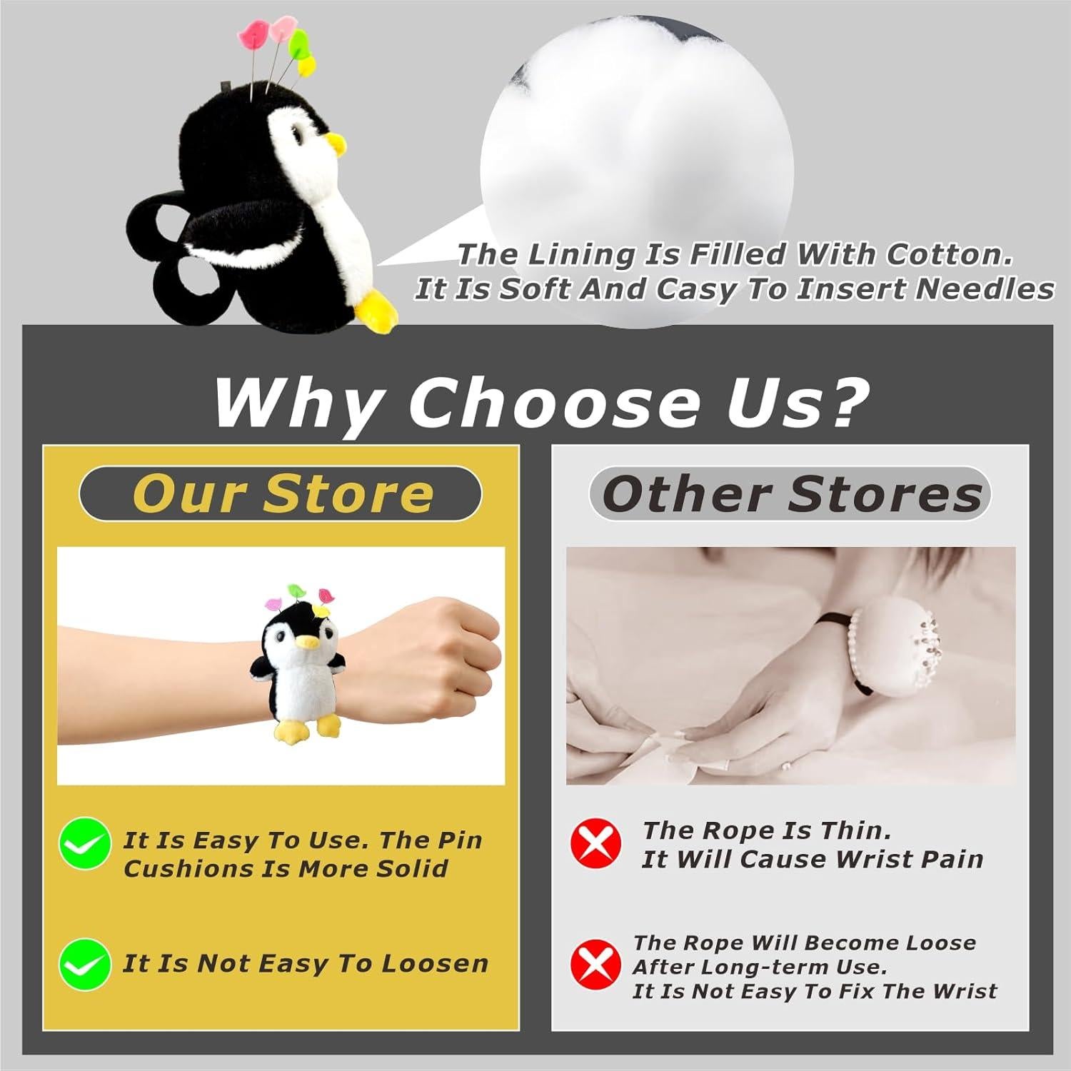 Kit de Costura Almohadilla Pingüino Wefadingla con 50 Agujas