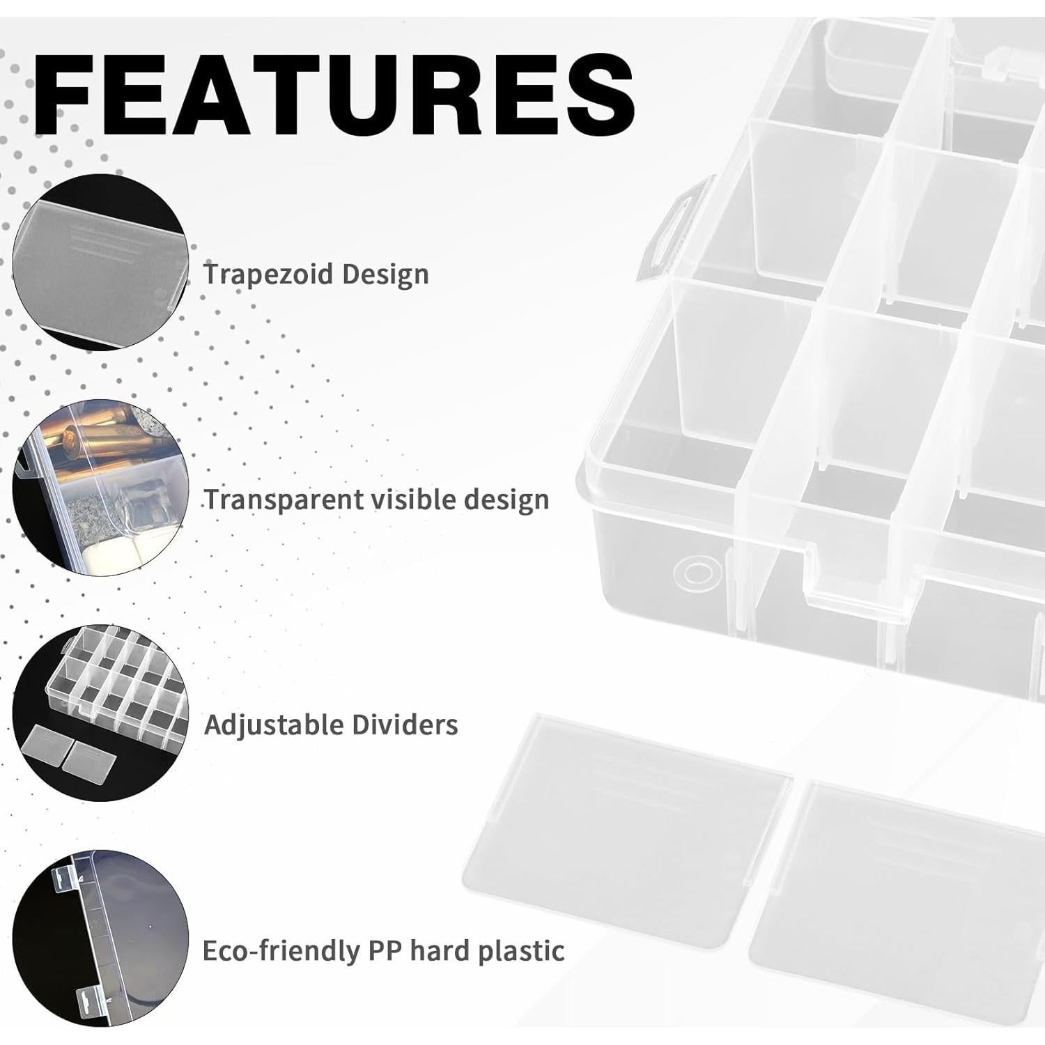 Caja Organizadora de Plástico OALCQ 24 Compartimentos 19.56x13.97cm