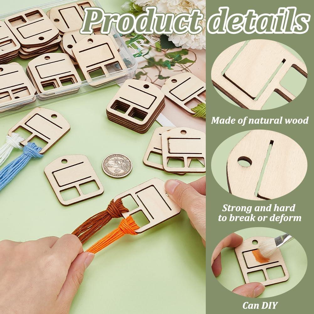 Organizador de Hilo de Madera AHANDMAKER 50pcs 4.95x3.95 cm