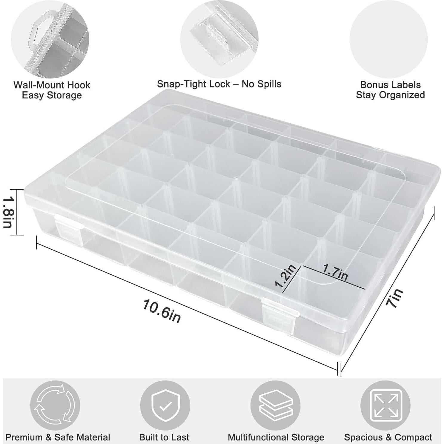 Paquete de 2 cajas organizadoras Meanhoo 36 compartimentos plástico