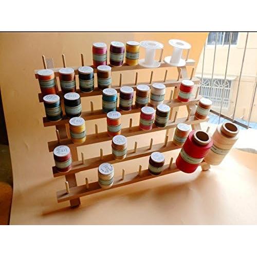 Soporte de Hilo de Madera NW para 60 Bobinas - Organizador Plegable