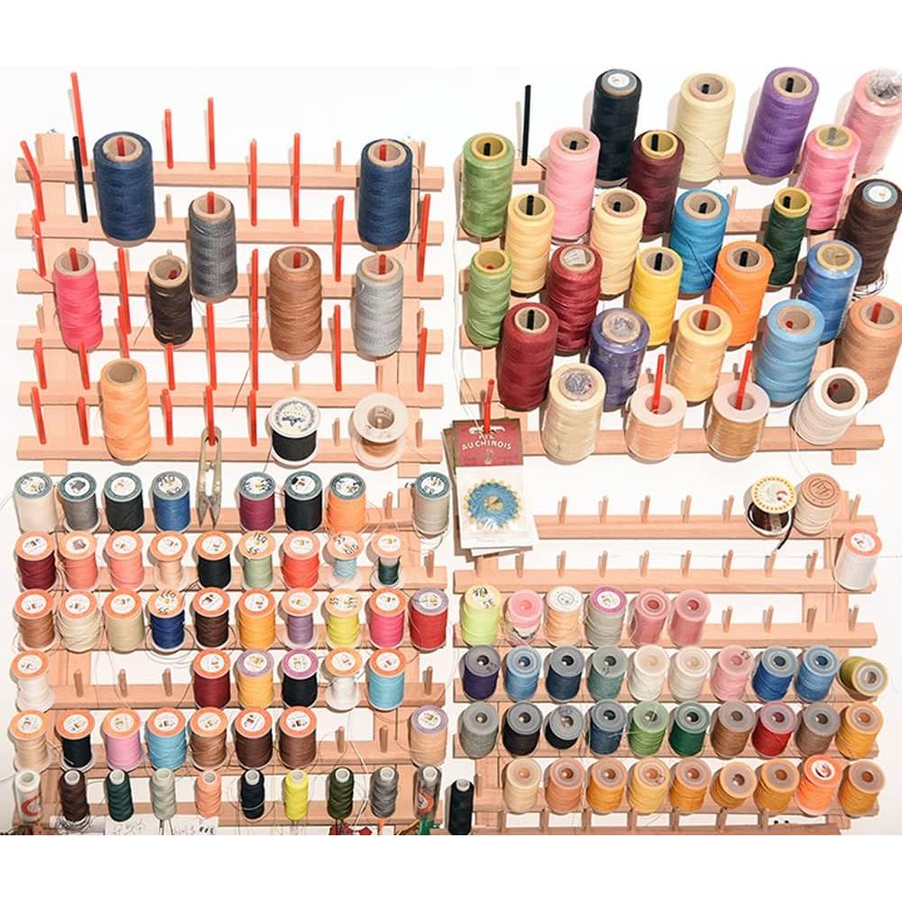 Soporte de Hilo de Madera NW para 60 Bobinas - Organizador Plegable