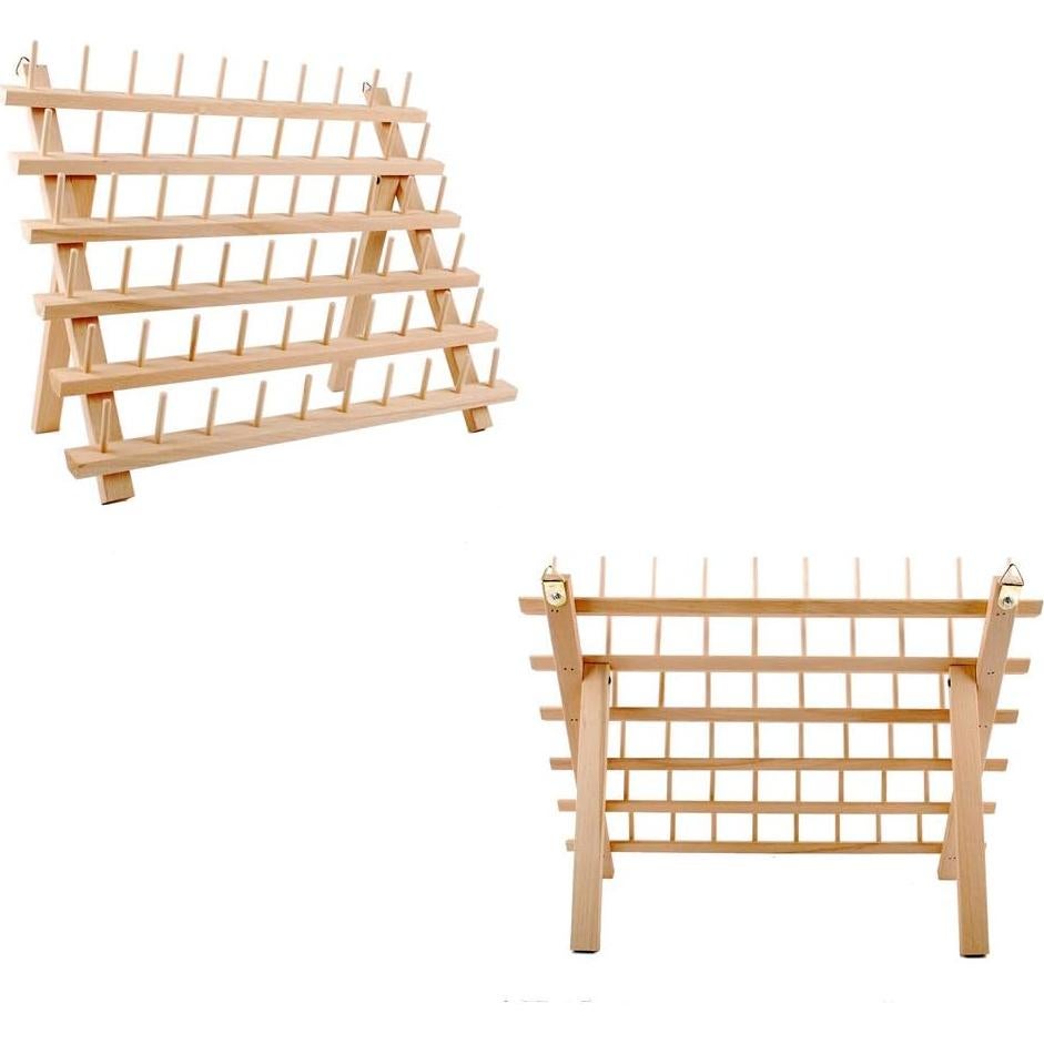 Soporte de Hilo de Madera NW para 60 Bobinas - Organizador Plegable