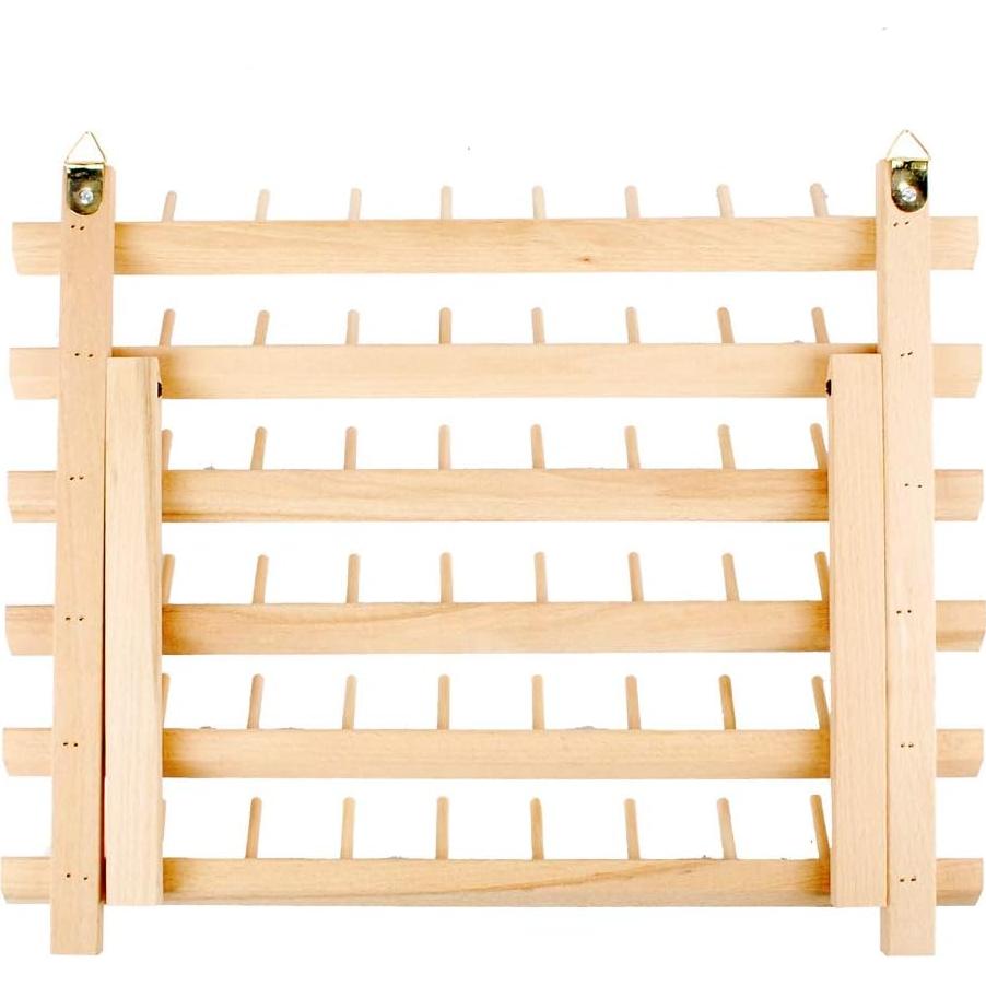 Soporte de Hilo de Madera NW para 60 Bobinas - Organizador Plegable