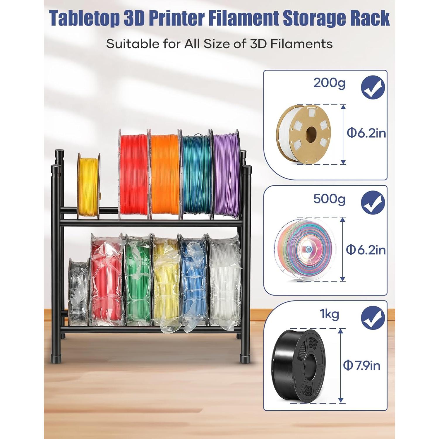Soporte de Almacenamiento de Filamento 3D 2 Niveles - Organizador Expandible