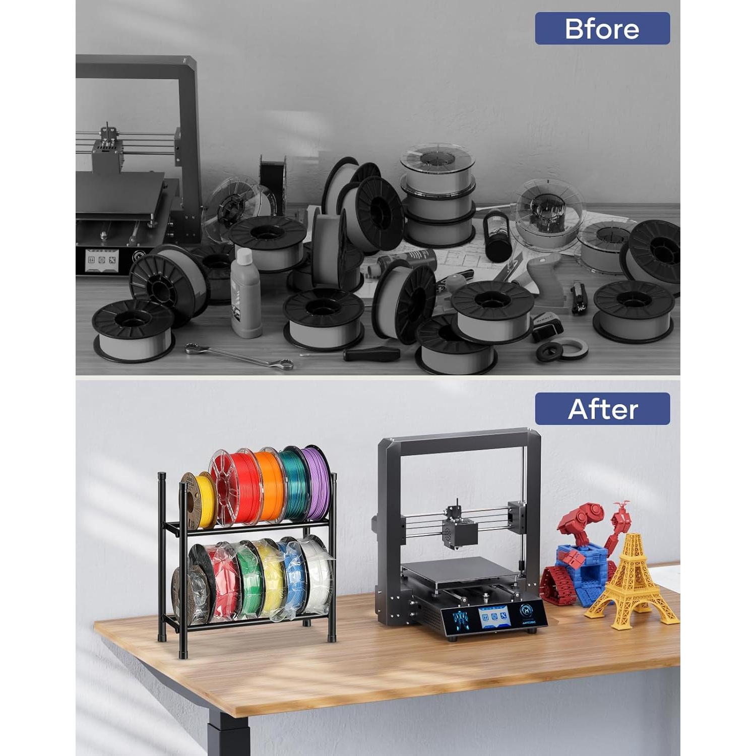 Soporte de Almacenamiento de Filamento 3D 2 Niveles - Organizador Expandible