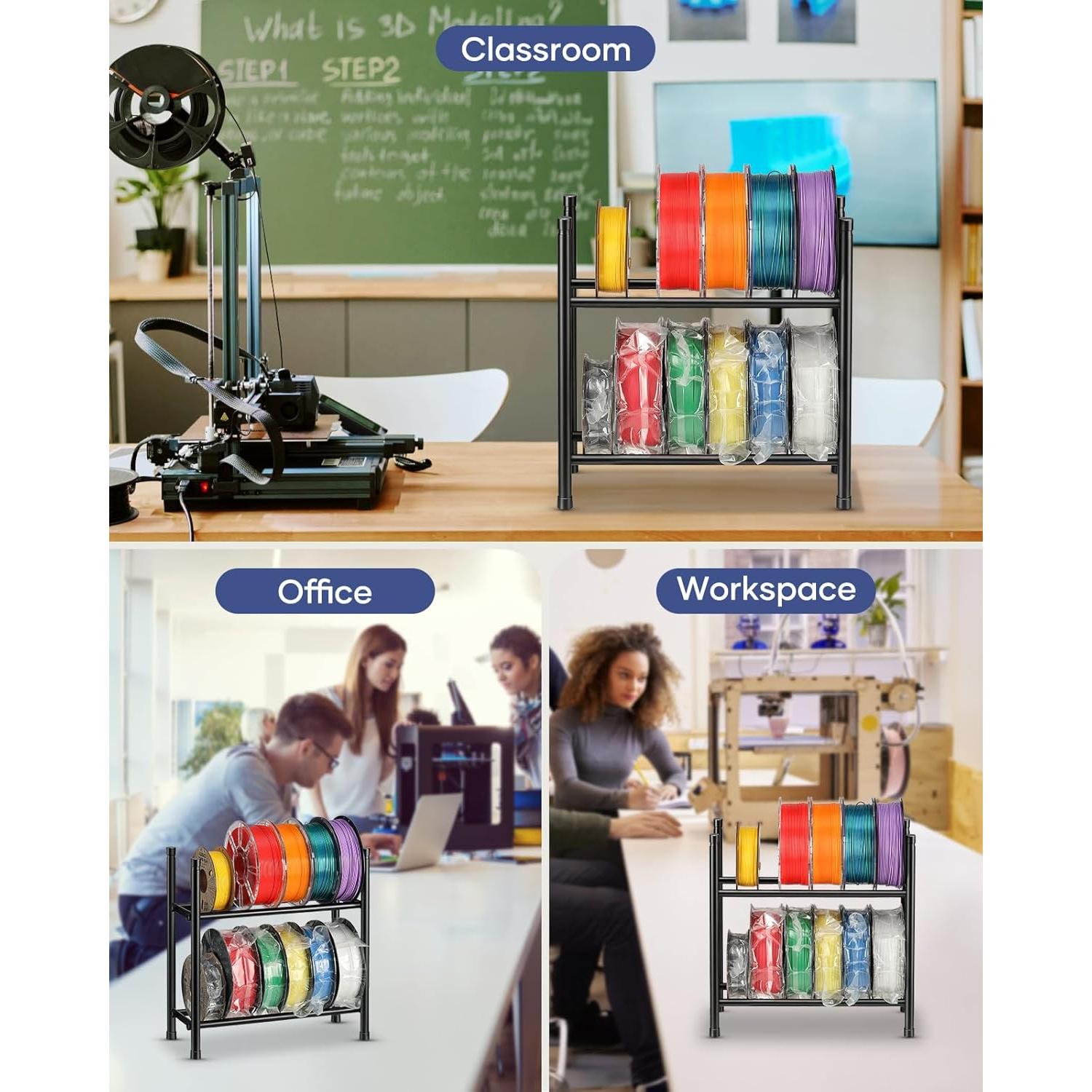Soporte de Almacenamiento de Filamento 3D 2 Niveles - Organizador Expandible
