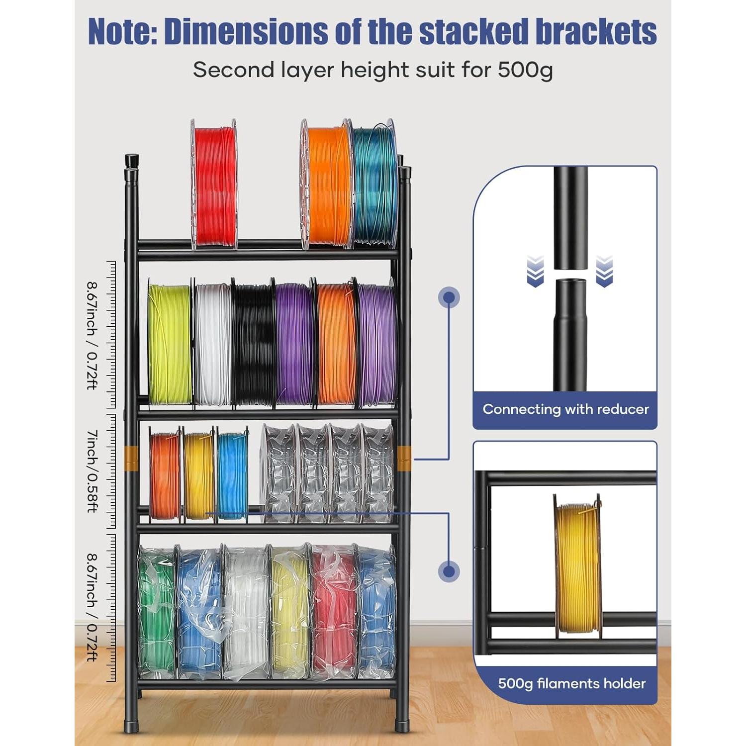 Soporte de Almacenamiento de Filamento 3D 2 Niveles - Organizador Expandible