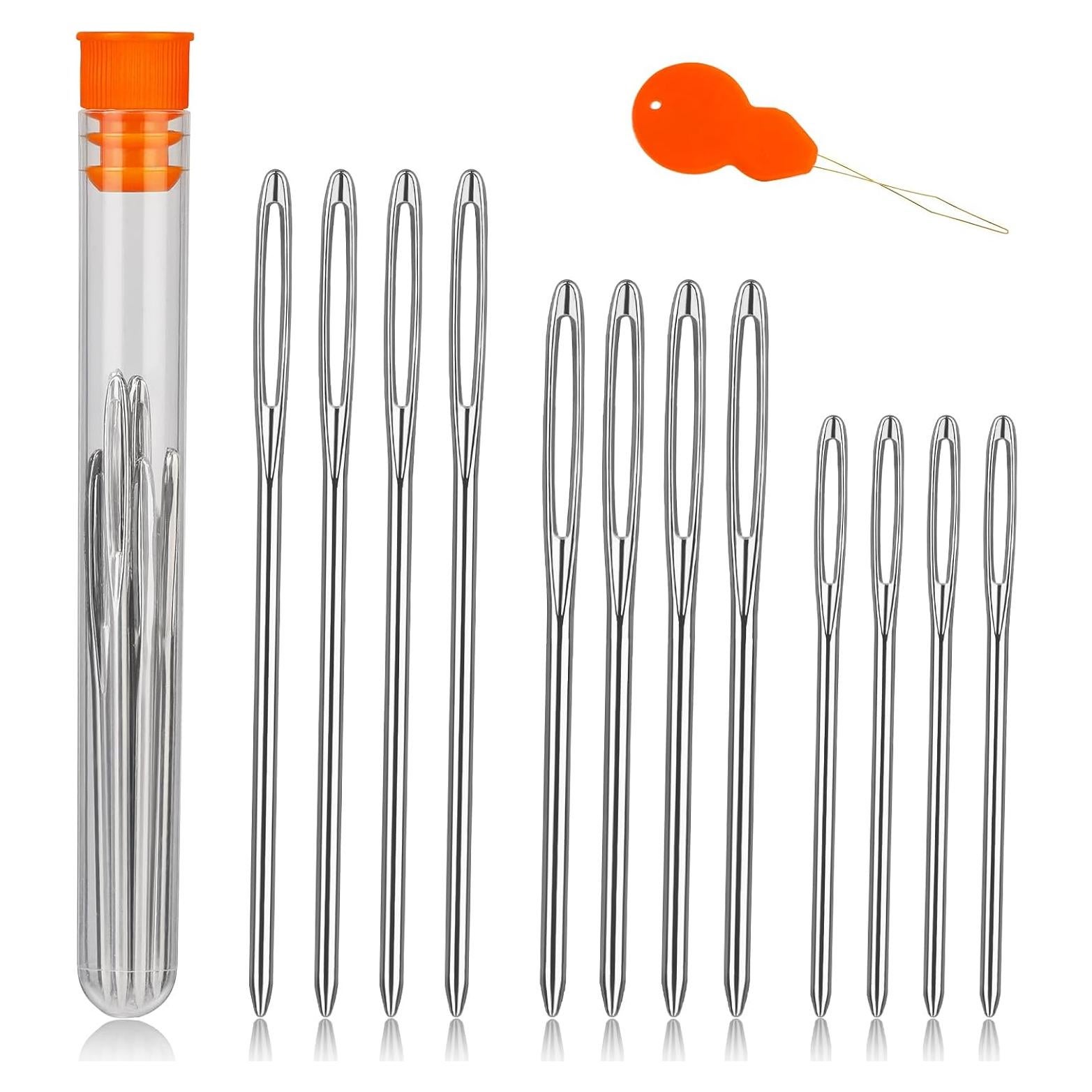 Agujas de Ojo Grande TLKKUE 12 Pcs Acero Plata 5.3cm 6cm 7cm