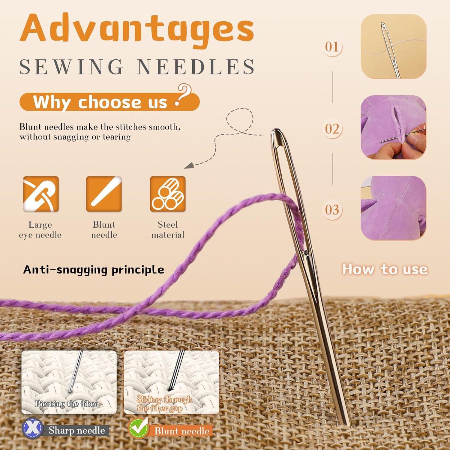 Agujas de Ojo Grande TLKKUE 12 Pcs Acero Plata 5.3cm 6cm 7cm