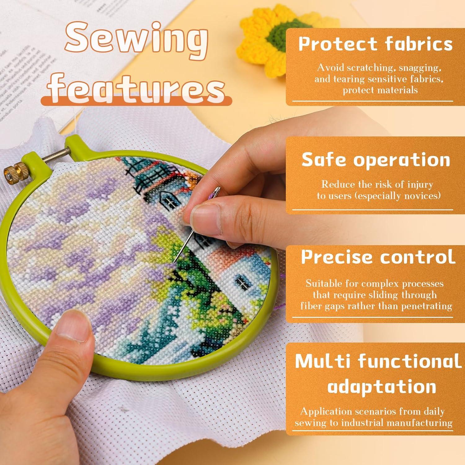 Agujas de Ojo Grande TLKKUE 12 Pcs Acero Plata 5.3cm 6cm 7cm