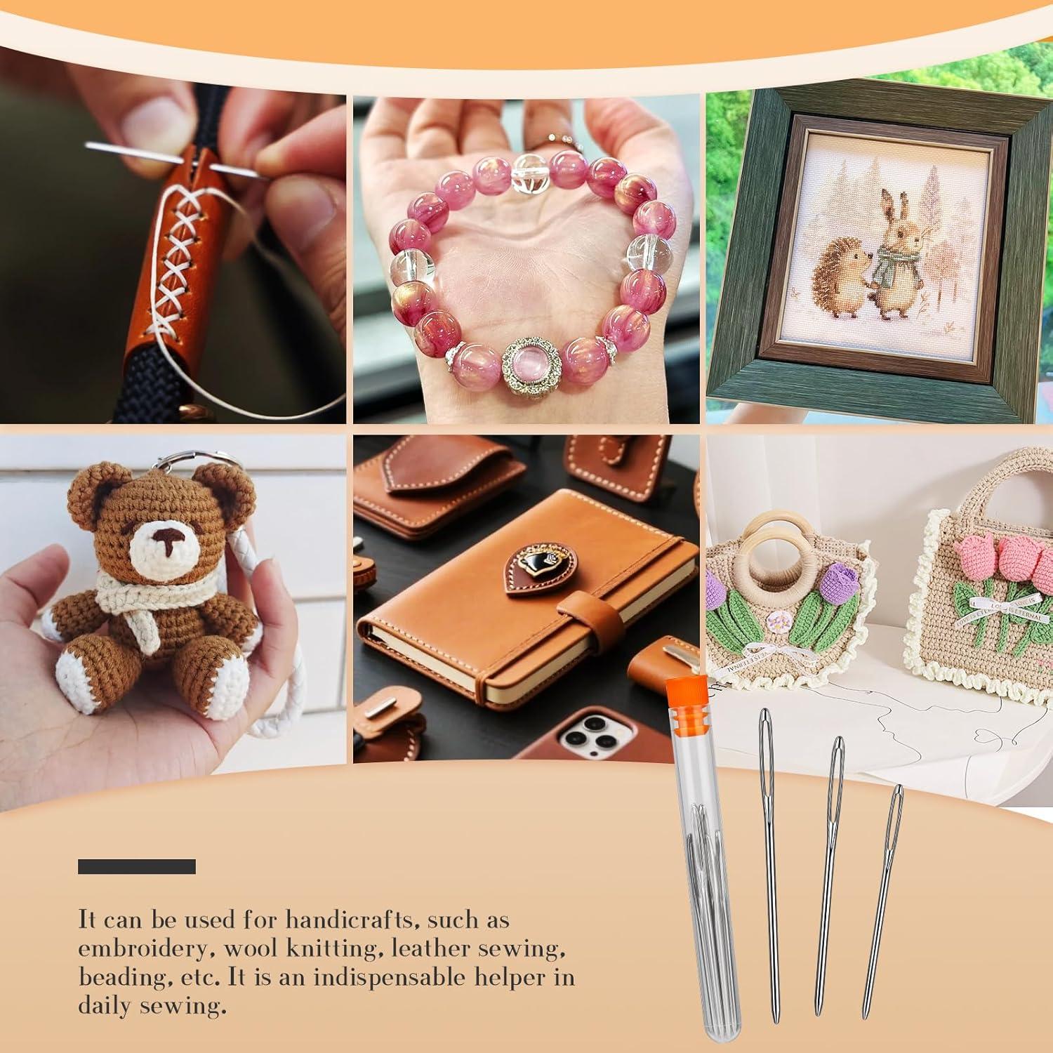 Agujas de Ojo Grande TLKKUE 12 Pcs Acero Plata 5.3cm 6cm 7cm