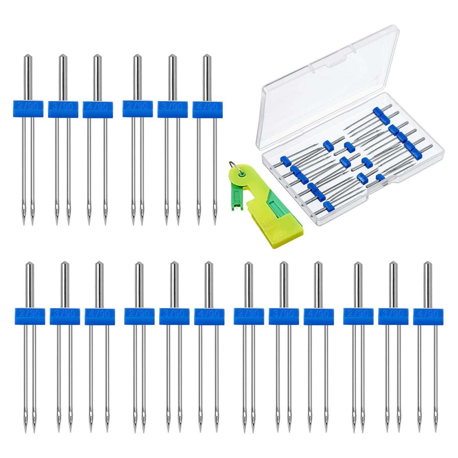 18 Agujas Gemelas para Máquina de Coser WILLBOND - 3 Tamaños