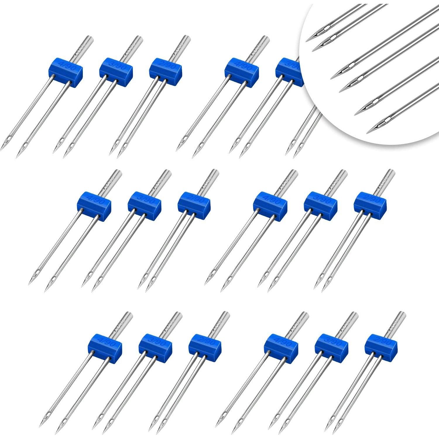 18 Agujas Gemelas para Máquina de Coser WILLBOND - 3 Tamaños