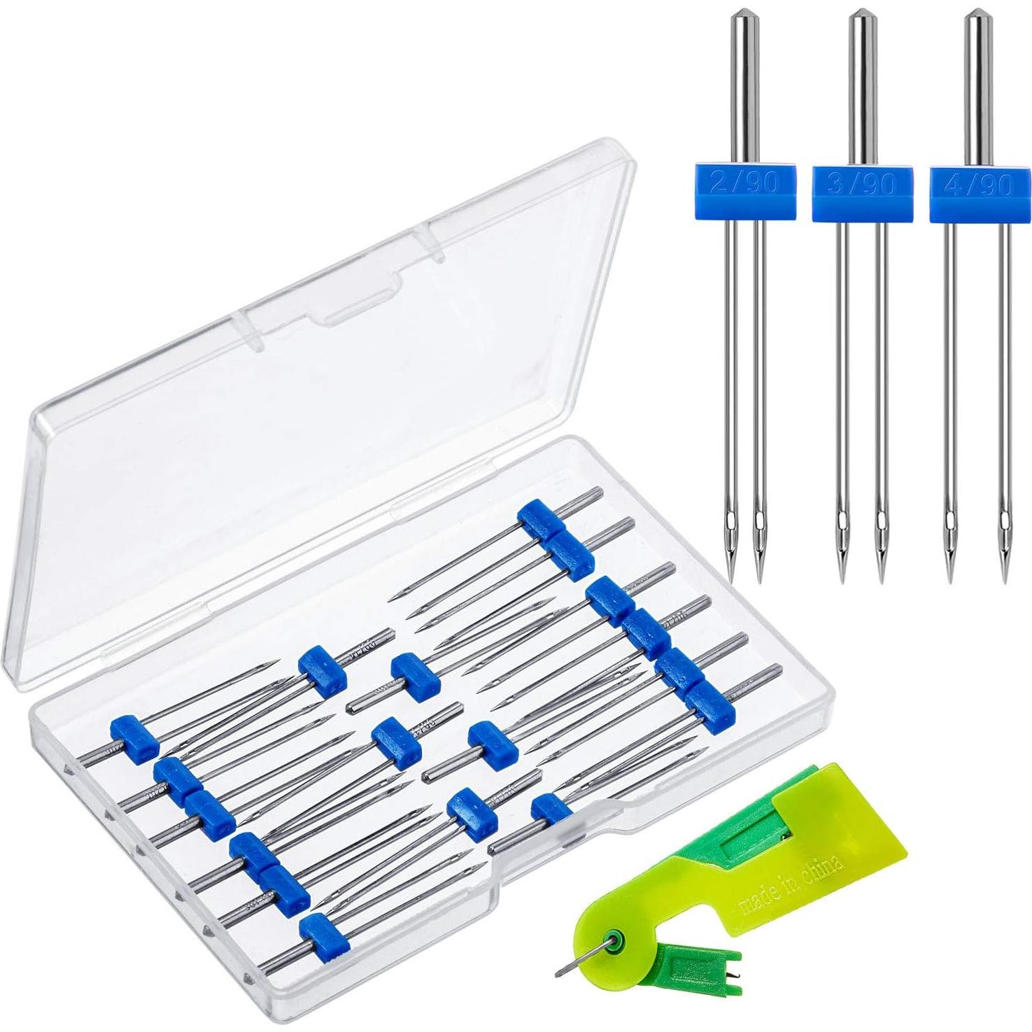 18 Agujas Gemelas para Máquina de Coser WILLBOND - 3 Tamaños