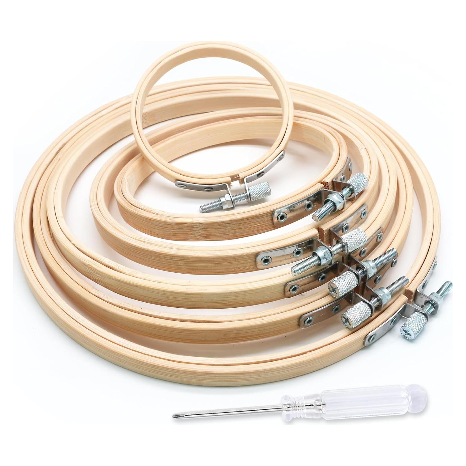Set de 6 Aros de Bordado Biaungdo de Bambú Ajustables 7.62-20.32 cm