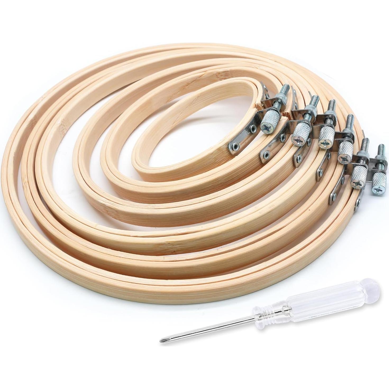 Set de 6 Aros de Bordado Biaungdo de Bambú Ajustables 7.62-20.32 cm
