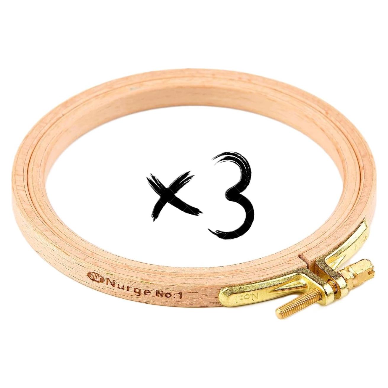 Aro de Bordado Redondo Nurge 3 Pcs 10cm Madera Premium