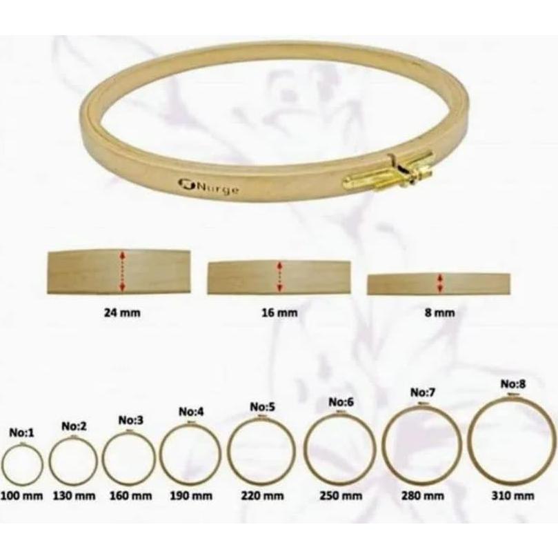 Aro de Bordado de Madera de Haya Nurge 16cm con Cierre Dorado