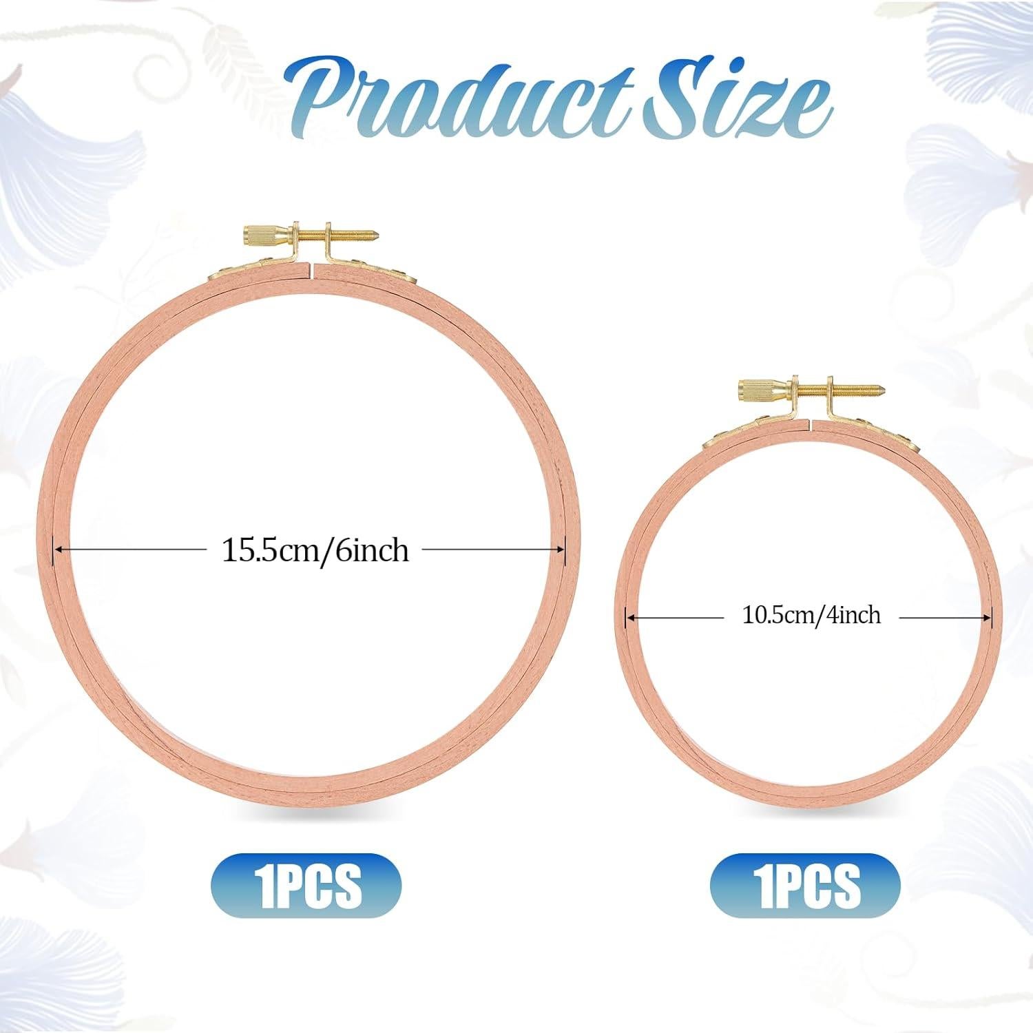 Aros de Bordado de Madera de Haya 4" y 6" - 2 Pcs