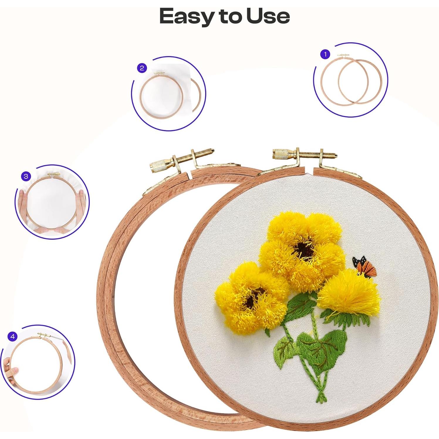 Conjunto de 3 Aros de Bordado de Madera Caydo 4-6 Pulgadas