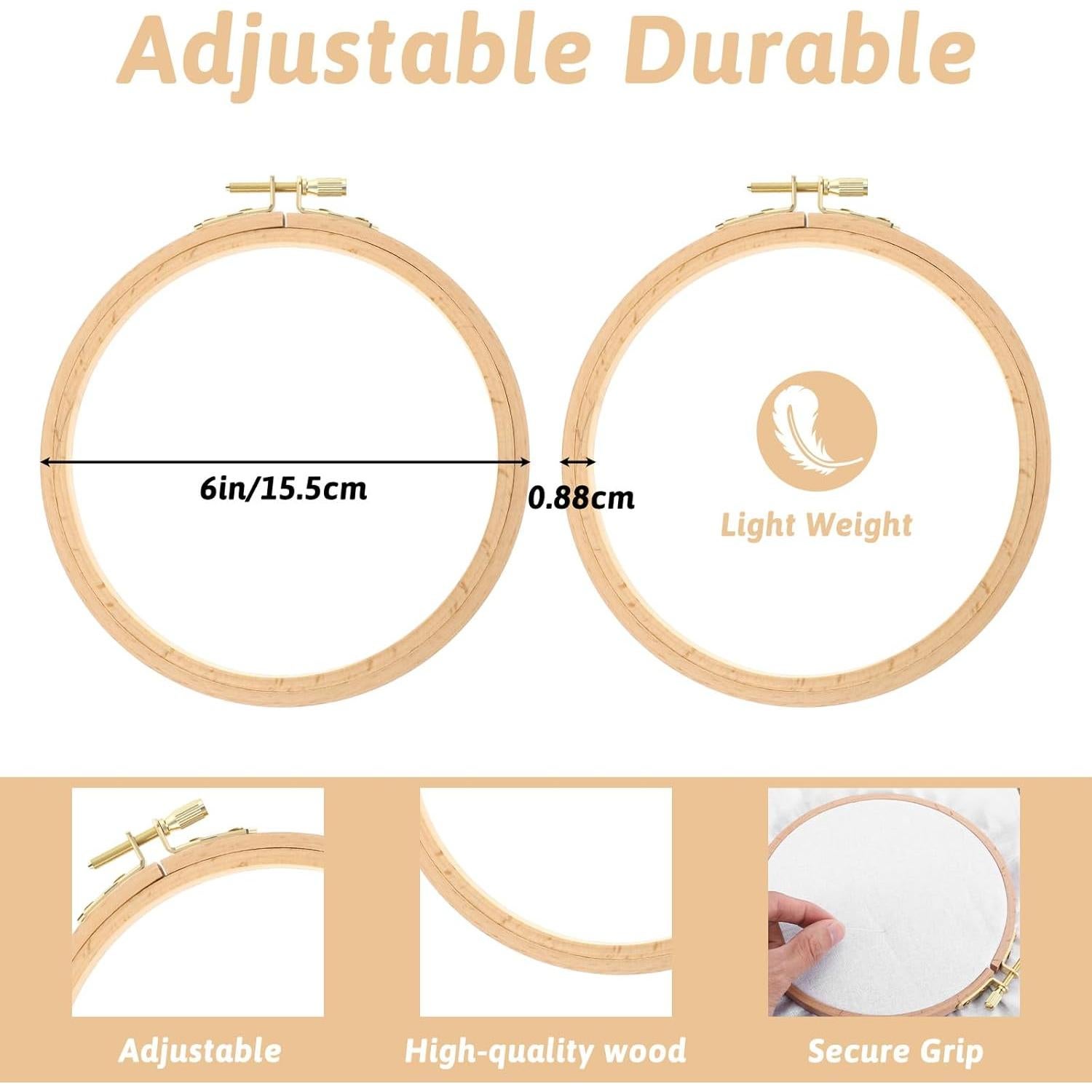 Paquete de 2 Aros de Bordado SHENLIU 15.5 cm Madera de Haya