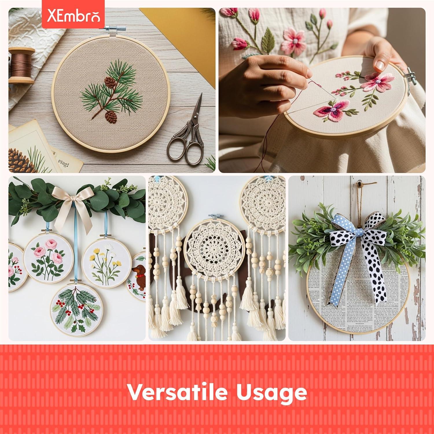 Juego de 9 Aros de Bordado XEmbro 4 Pulgadas Ajustables