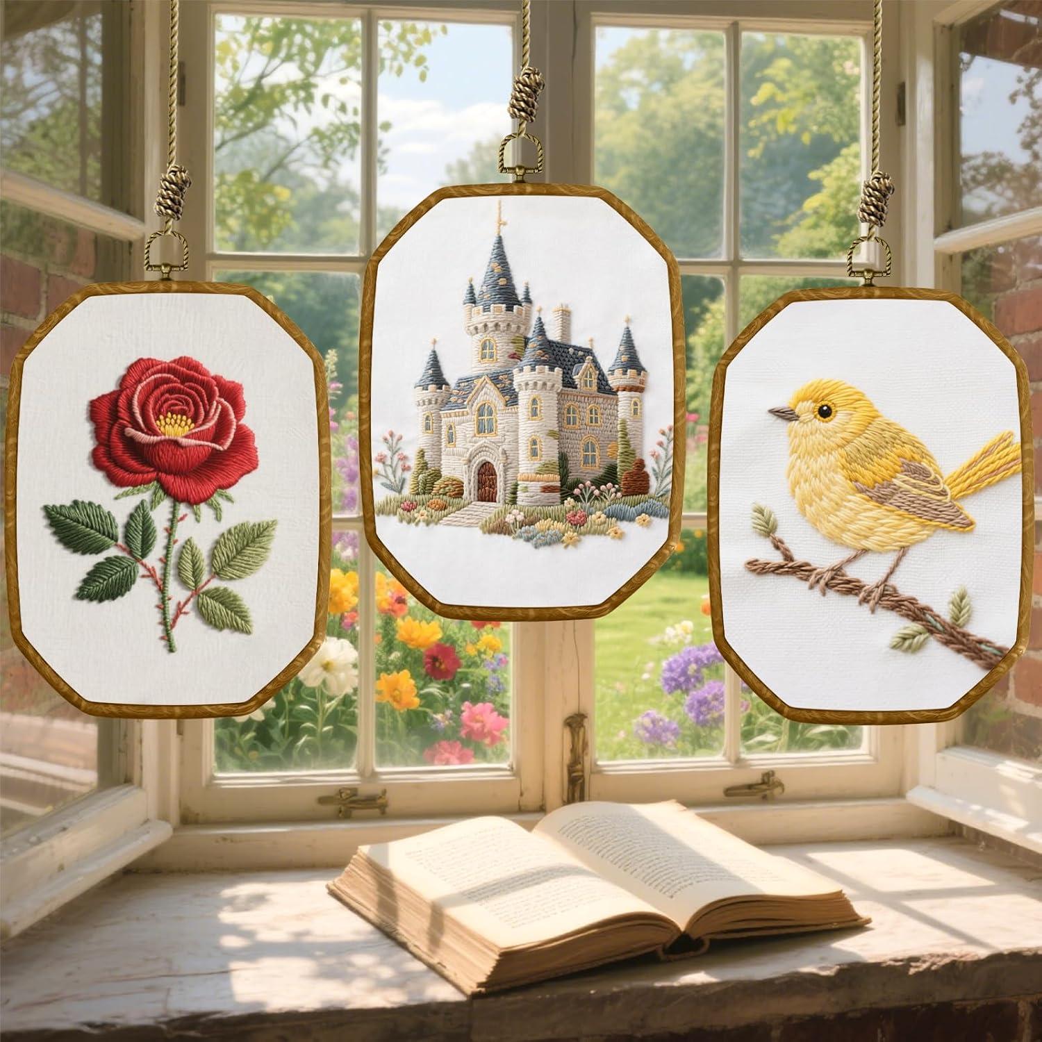 Aros de Bordado 3-Pack 26x19 cm - Madera Vintage Holyenten