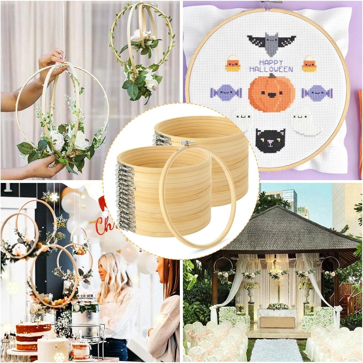 Aros de Bordado EATHEATY 20 Juegos 15 cm Bambú Ajustables