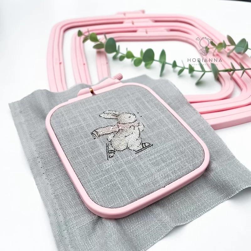 Juego de 3 Aros de Bordado Cuadrados Nurge Rosa 14.5-25 cm