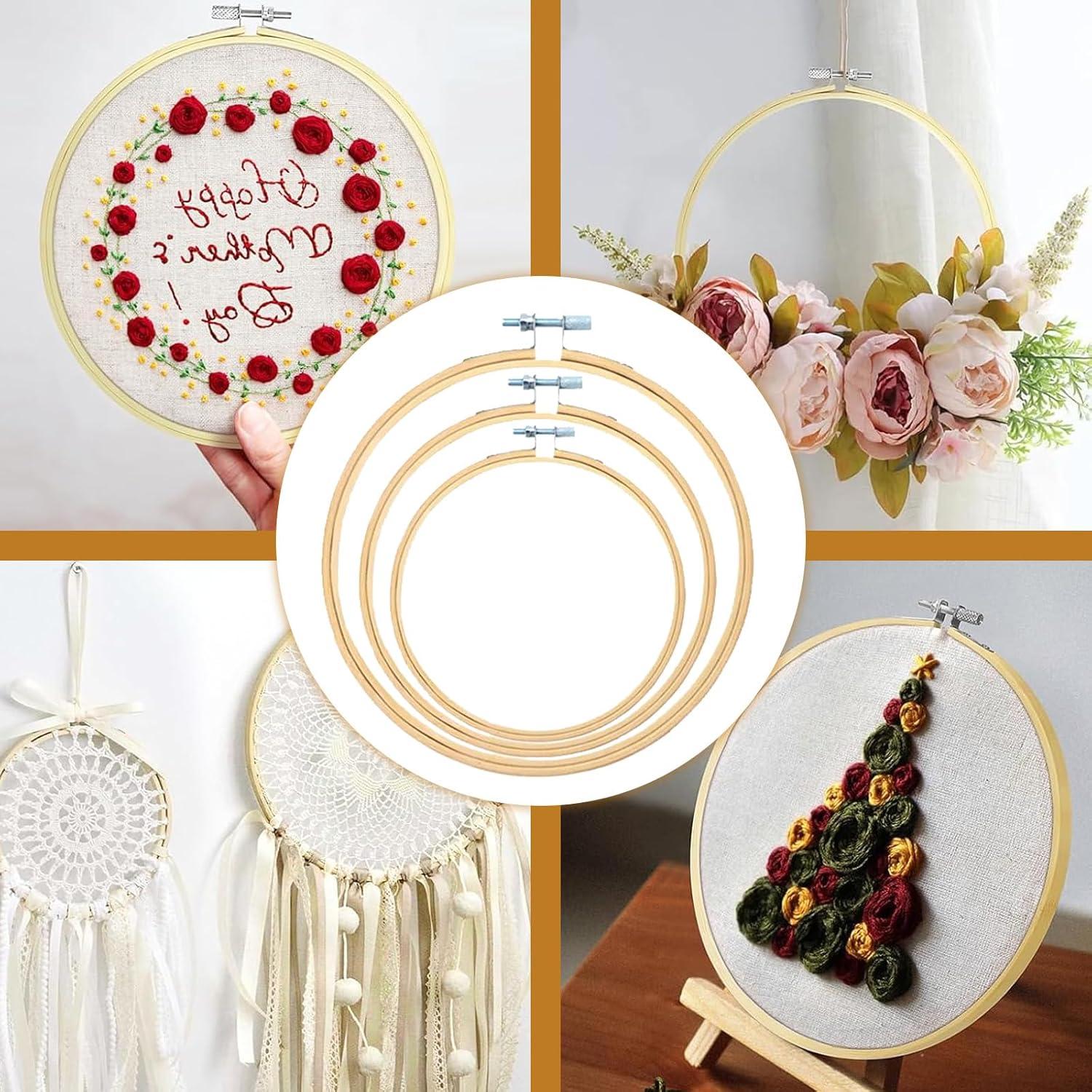 Juego de 4 Aros de Bordado de Madera de Haya 3 a 6 Pulgadas