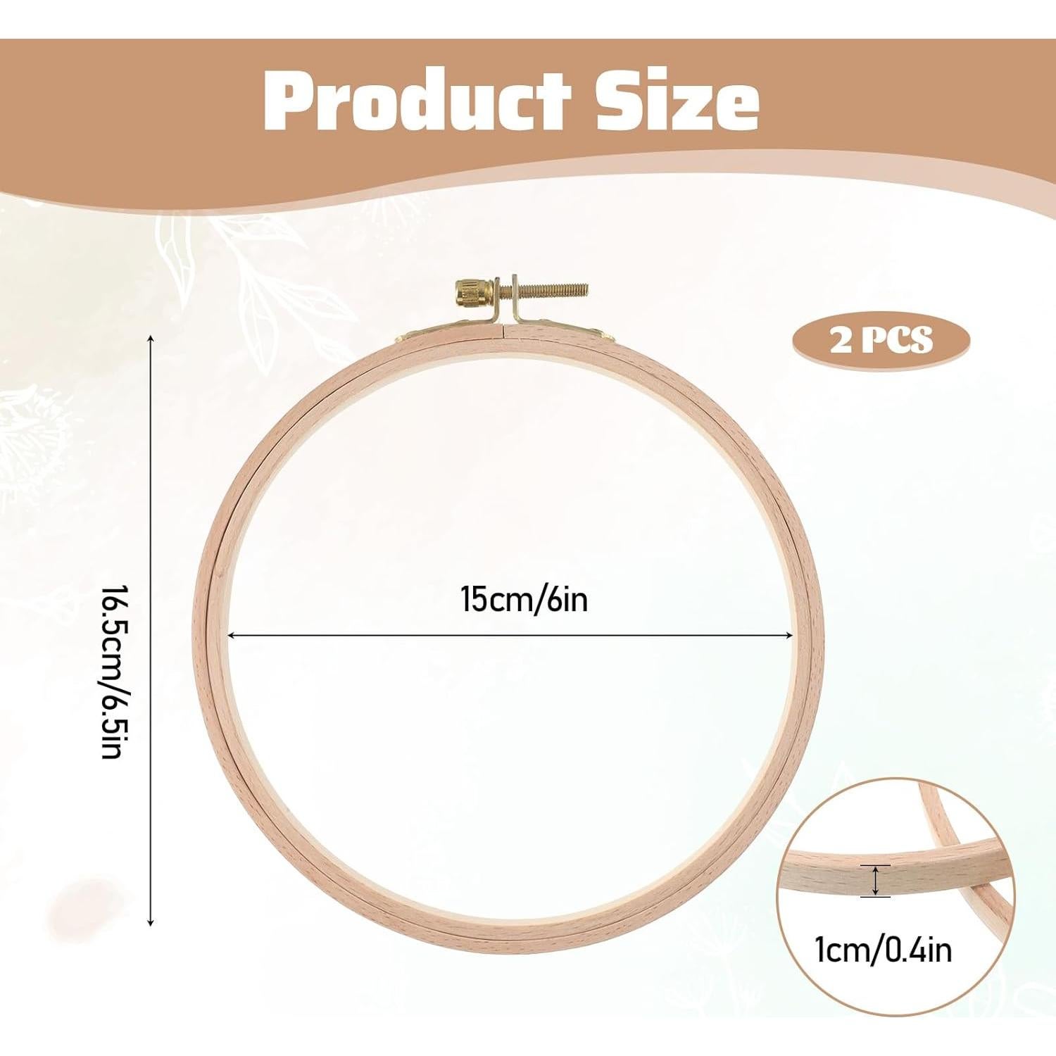 Aros de Bordado de Madera Lnngub 15.24 cm - 2 Piezas