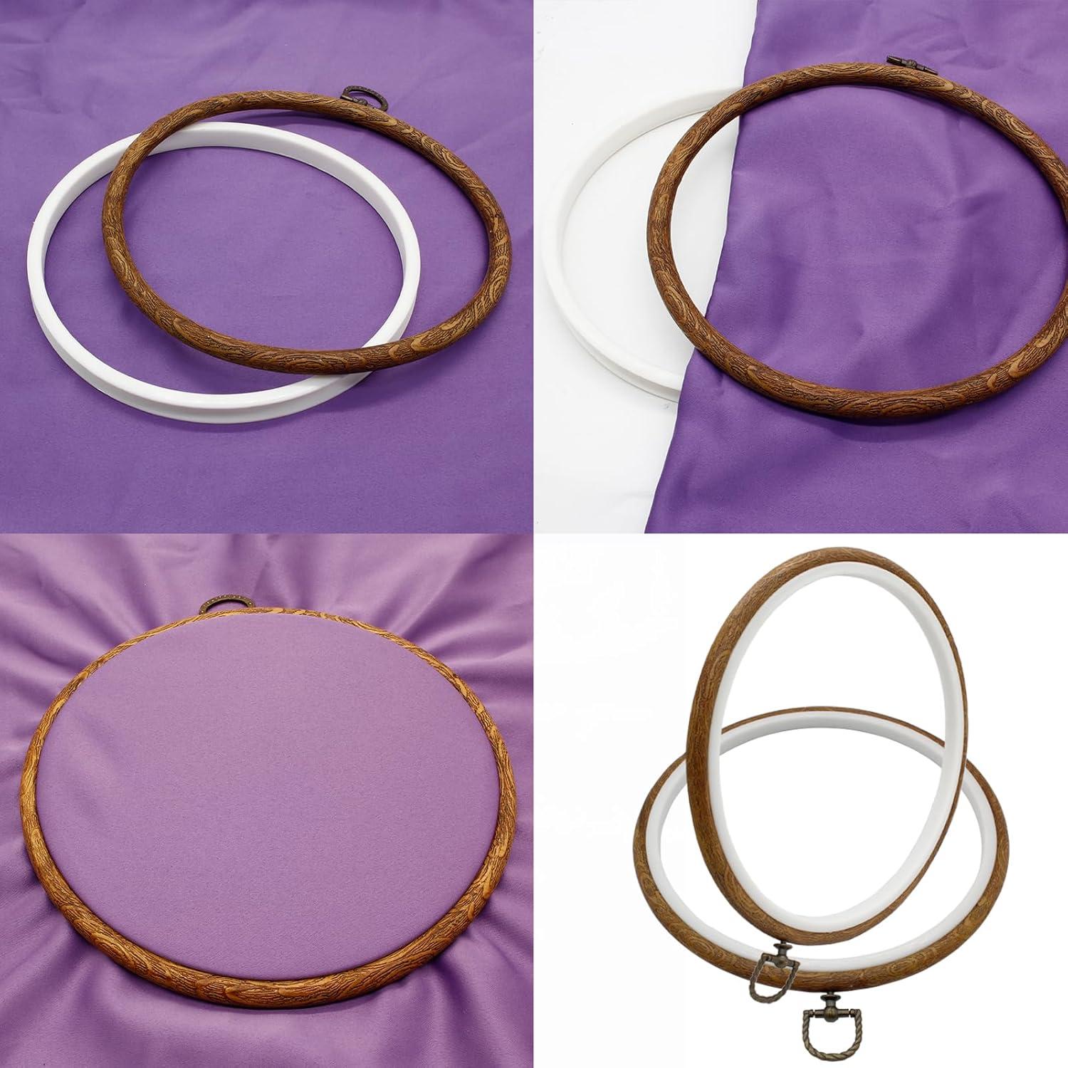 Aros de Bordado Redondos Auvotuis 3Pcs 23cm Imitación Madera