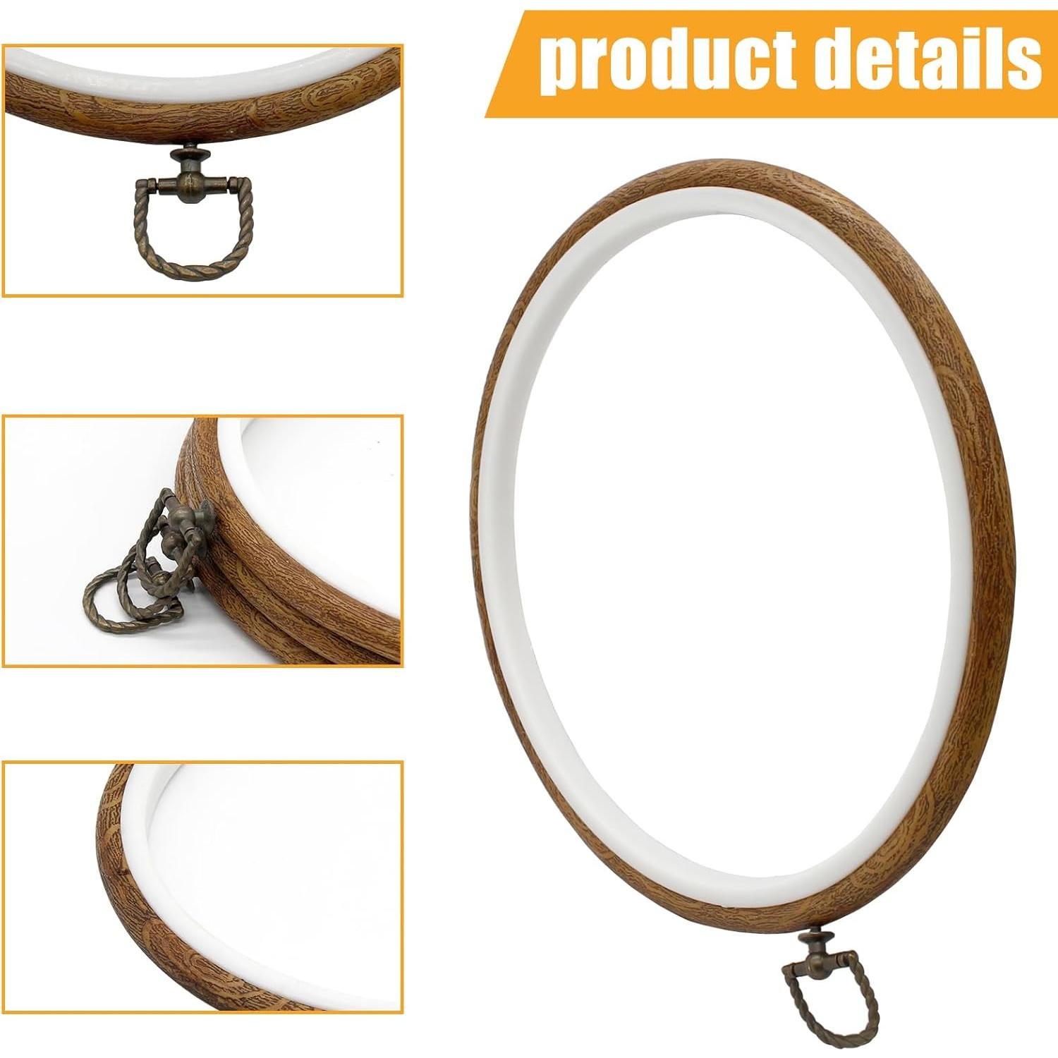 Aros de Bordado Redondos Auvotuis 3Pcs 23cm Imitación Madera