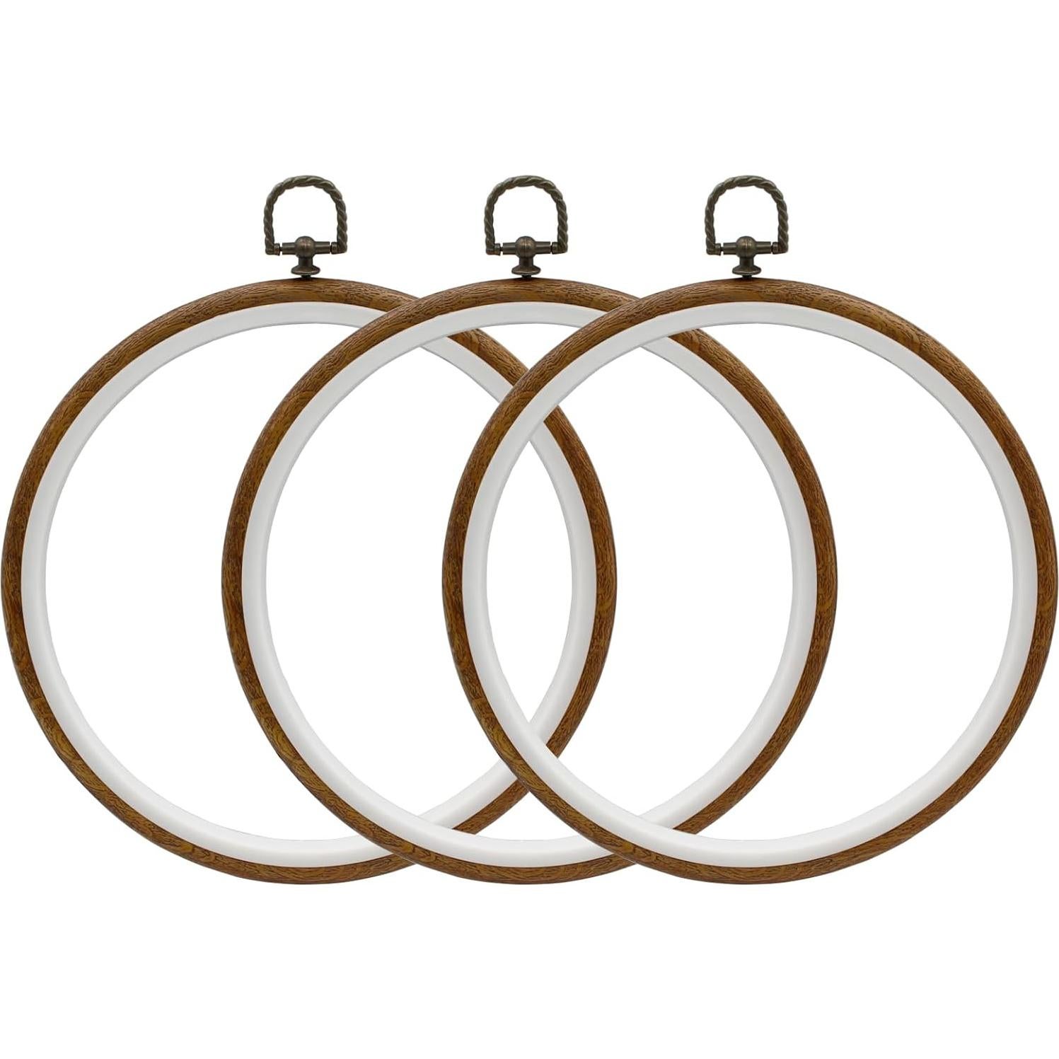 Aros de Bordado Redondos Auvotuis 3Pcs 23cm Imitación Madera
