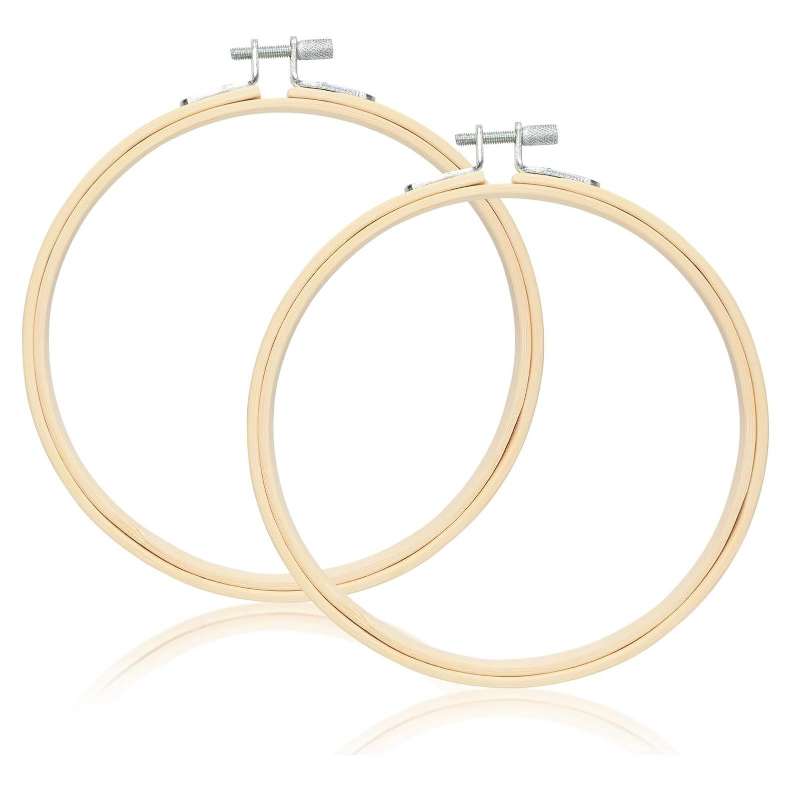 Paquete de 2 Aros de Bordado de Madera 15.24 cm con Tornillo Ajustable