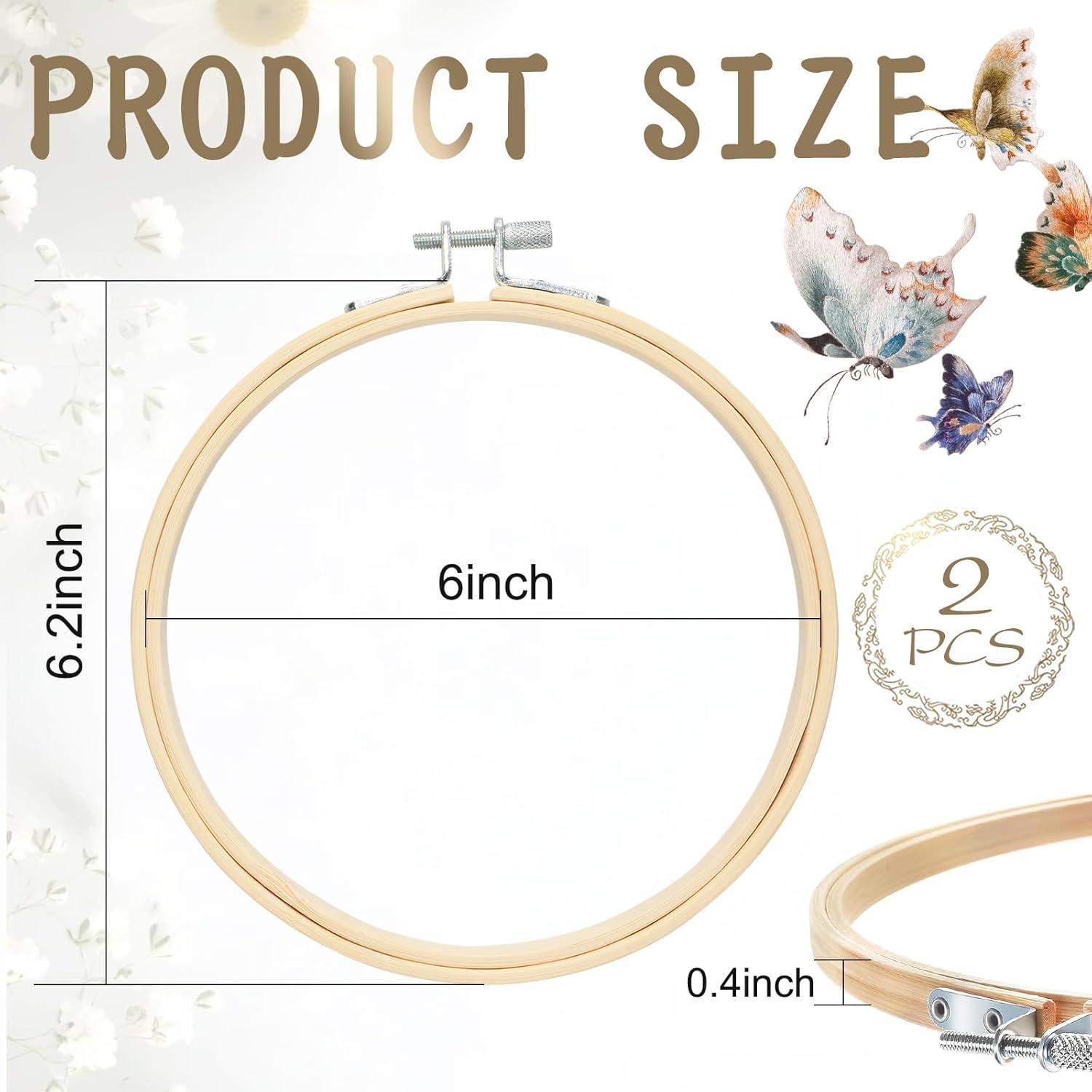 Paquete de 2 Aros de Bordado de Madera 15.24 cm con Tornillo Ajustable