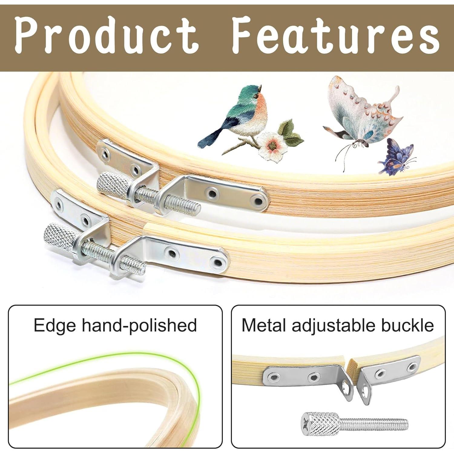 Paquete de 2 Aros de Bordado de Madera 15.24 cm con Tornillo Ajustable