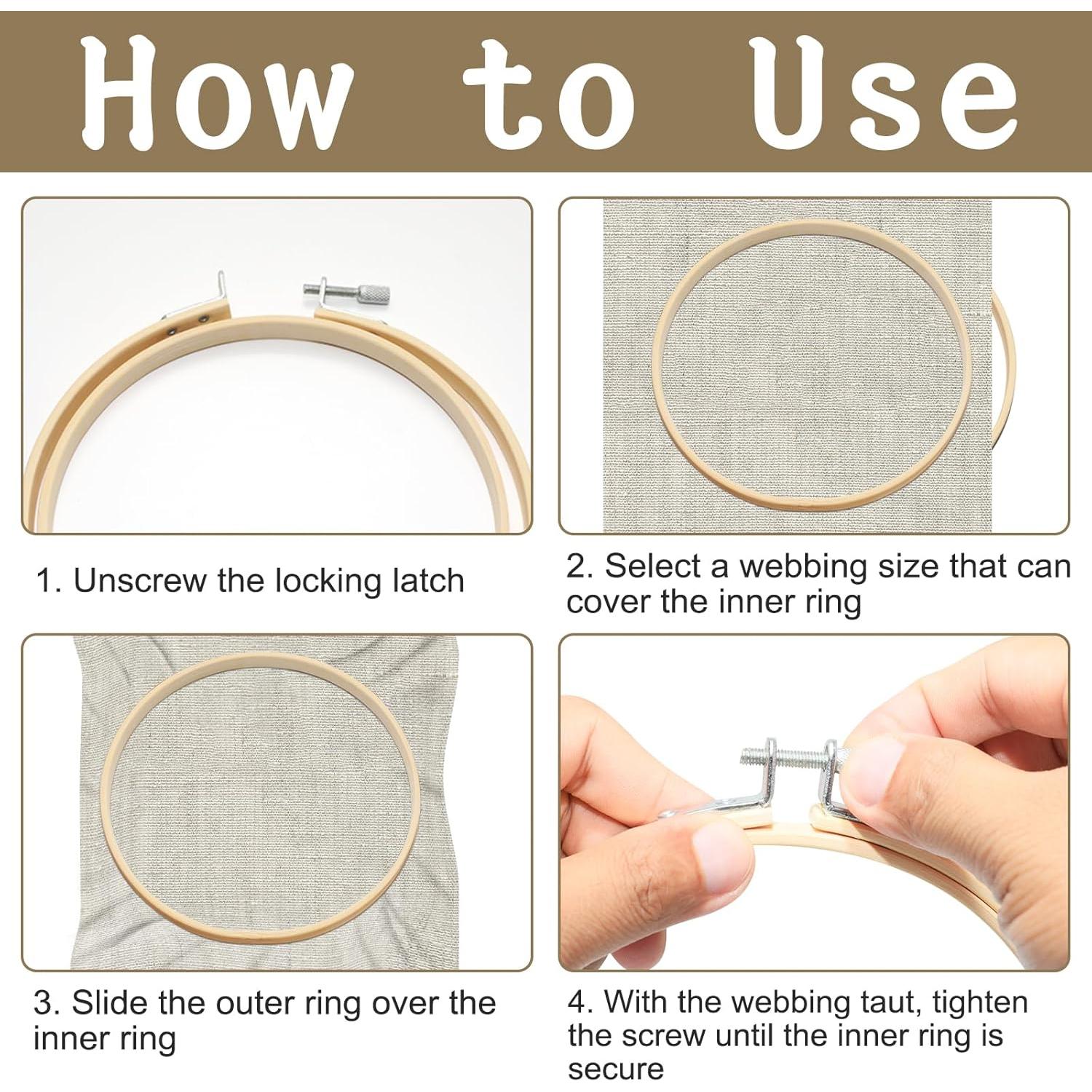 Paquete de 2 Aros de Bordado de Madera 15.24 cm con Tornillo Ajustable