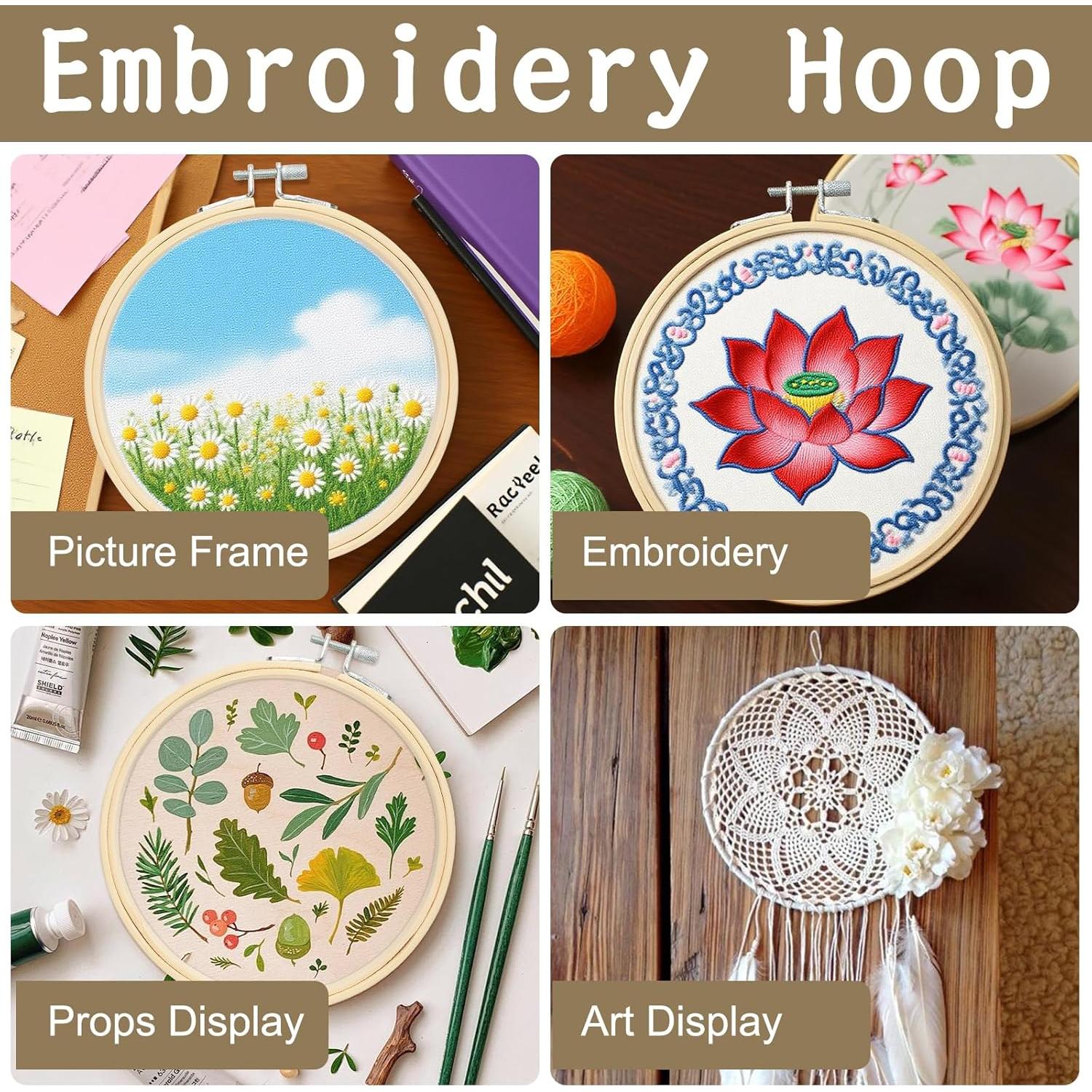 Paquete de 2 Aros de Bordado de Madera 15.24 cm con Tornillo Ajustable