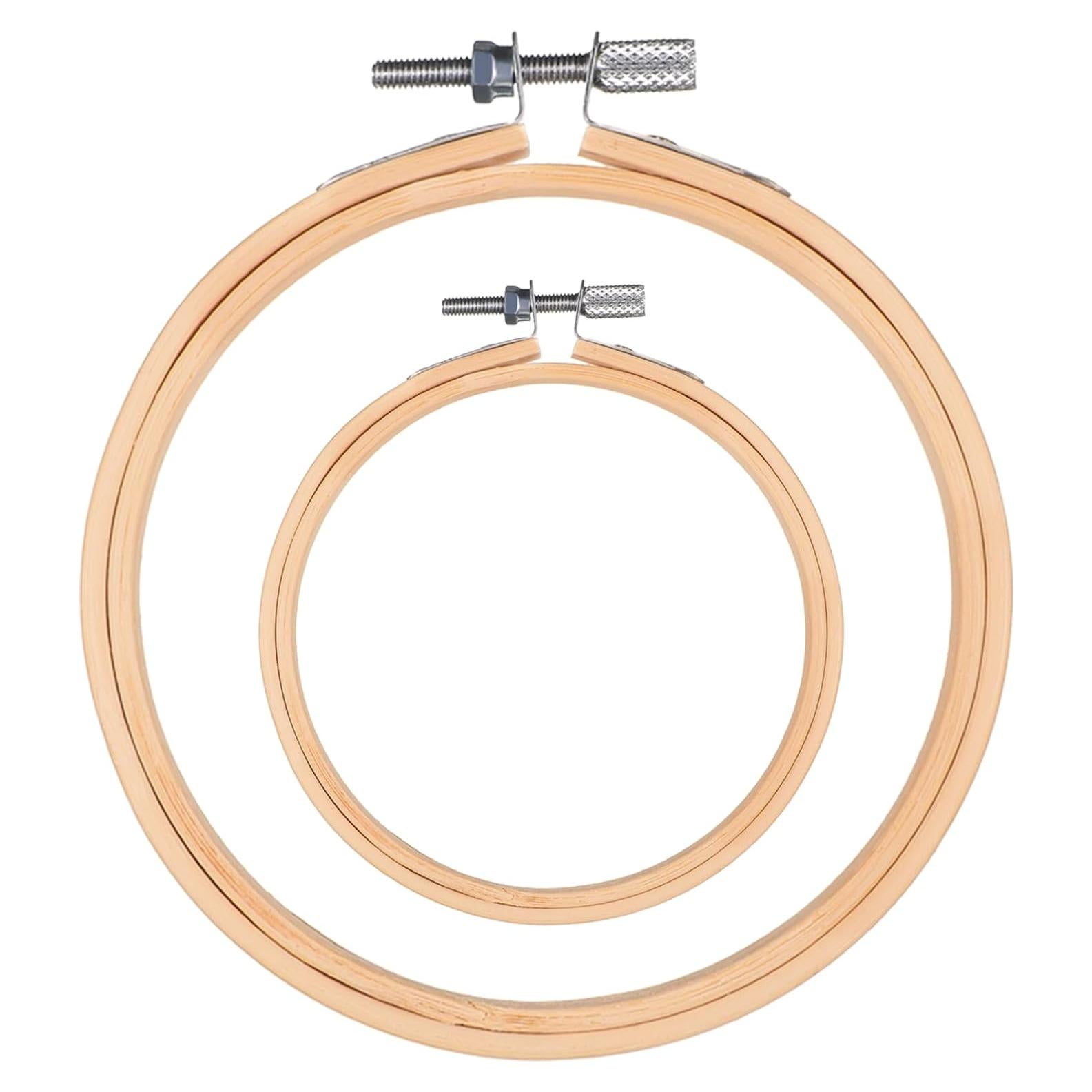 Aros de Bordado de Bambú 4" y 6" - 2 Pcs Ajustables