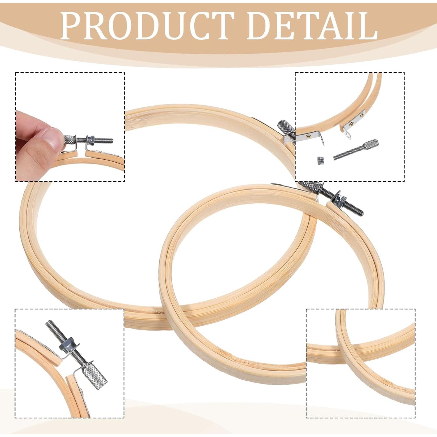 Aros de Bordado de Bambú 4" y 6" - 2 Pcs Ajustables