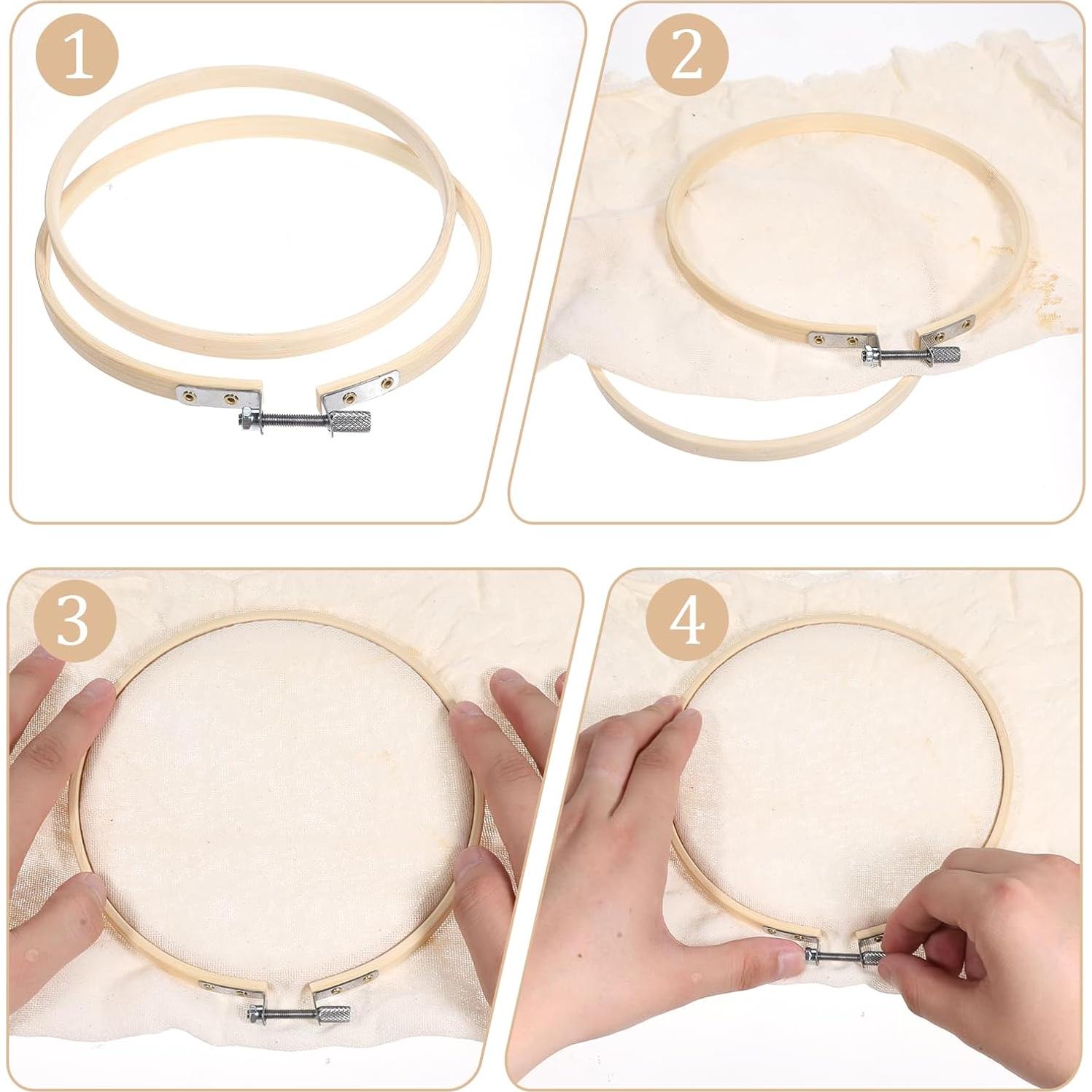 Aros de Bordado de Bambú 4" y 6" - 2 Pcs Ajustables